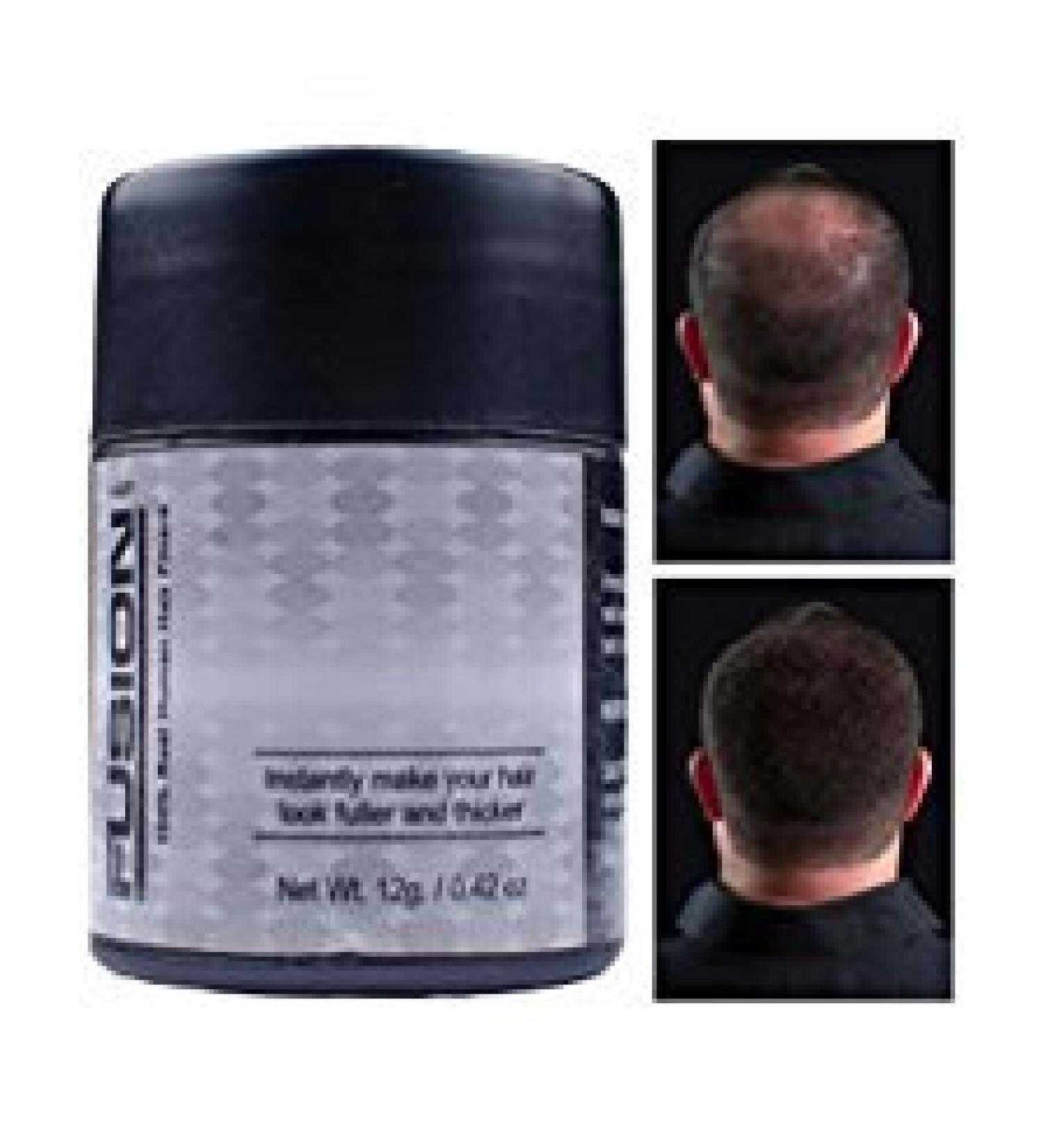 HAIR FUSION - 100% Real Human Hair Fibers - Conceal bald and thinning hair - Root touch up - Volumizer - Unisex (0.43 oz  Light Brown)