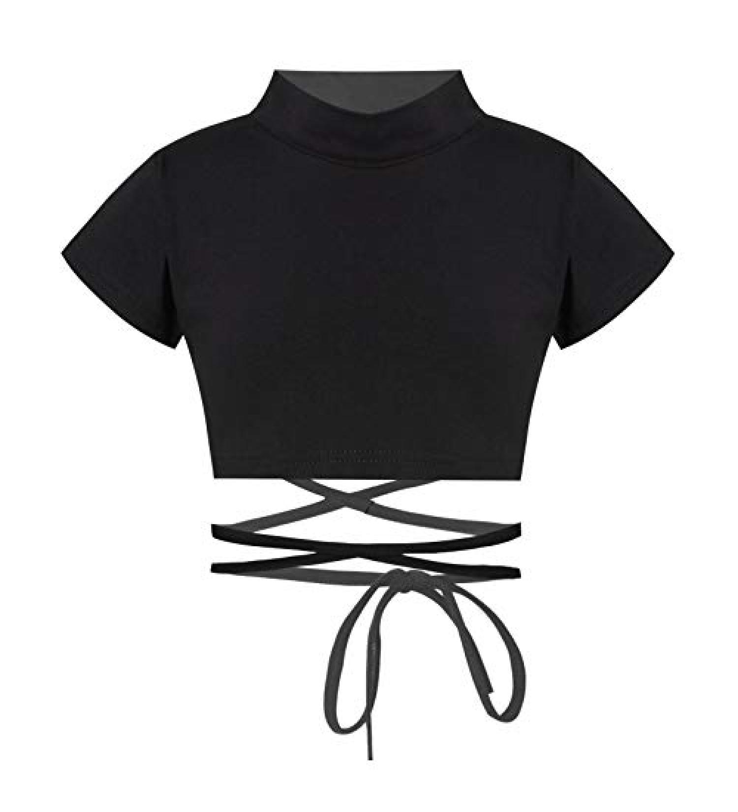 Kaerm Kids Girls Black Mock Neck Crop Top | Long Sleeve Athletic Shirt for Hip Hop Jazz Dance | Size 8-10 - Buy Online on GoSupps.com