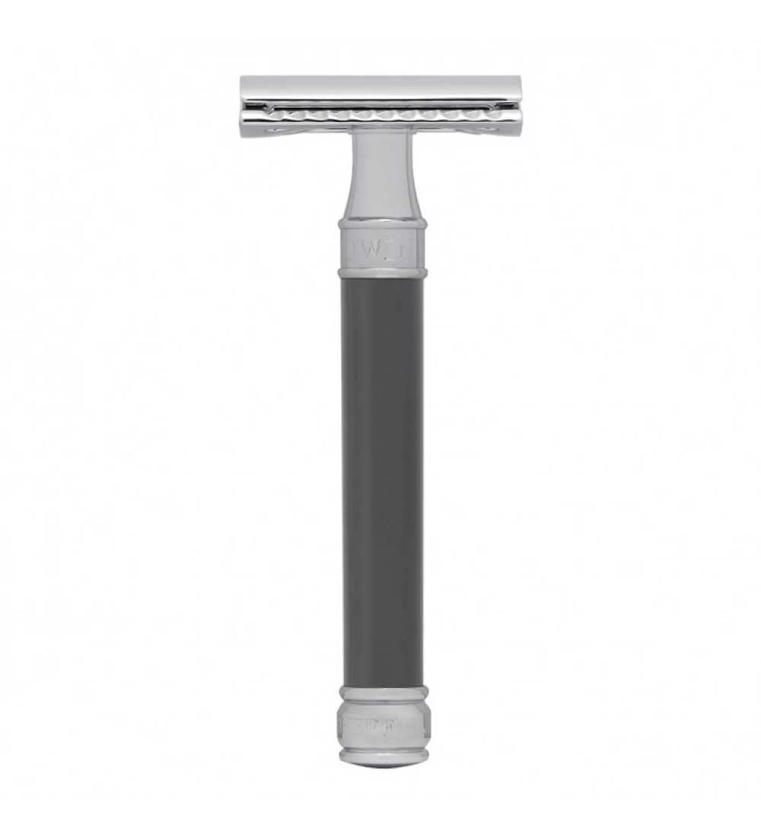 Edwin Jagger Double Edged Safety Razor - Long Handle 93mm (3.7") - Gray | Premium International Shipping - Buy Online on GoSupps.com