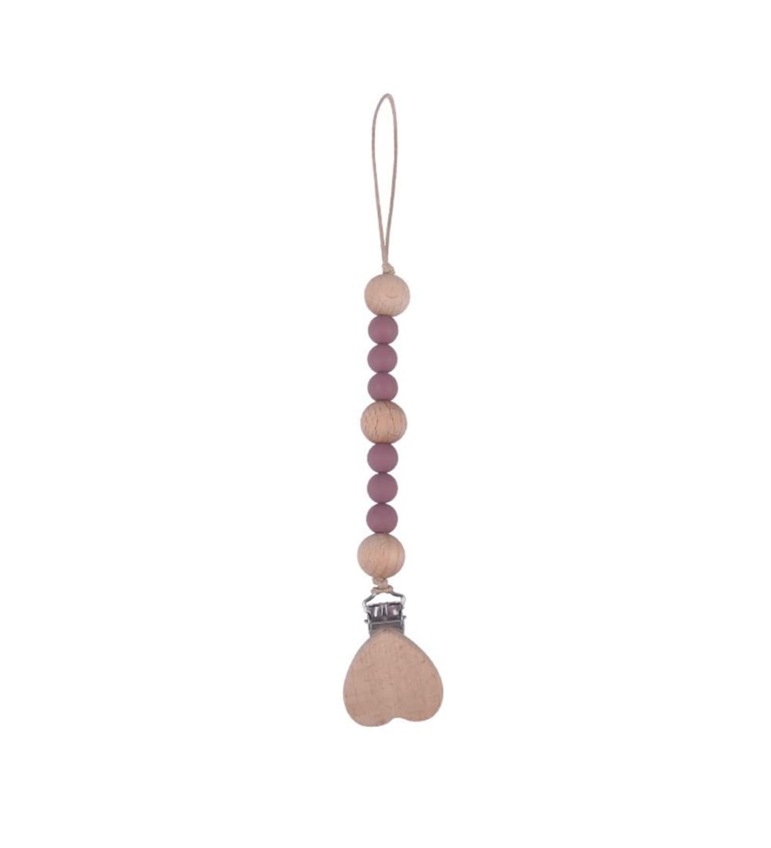 Ibeafilly Baby Pacifier Chain Clip - Unisex Silicone Pearl Strap & Wood Clip for Bib - Triangle Design - Buy Online on GoSupps.com