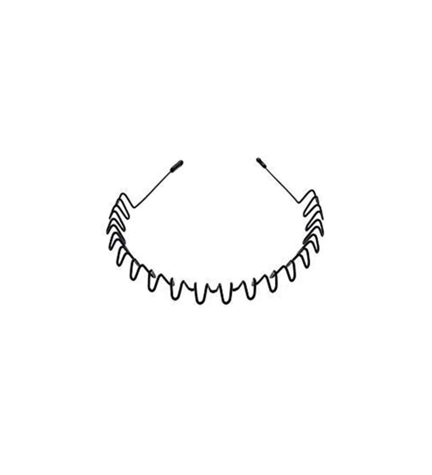 MUUZLL Hair Bands for Men Headbands 6 Pieces Elastic Wavy Spring Wave Hair Band Multi-Style Black Non-slip Metal Hair Hoop Unisex Sport Fashion Hair Band (1pc Headband)