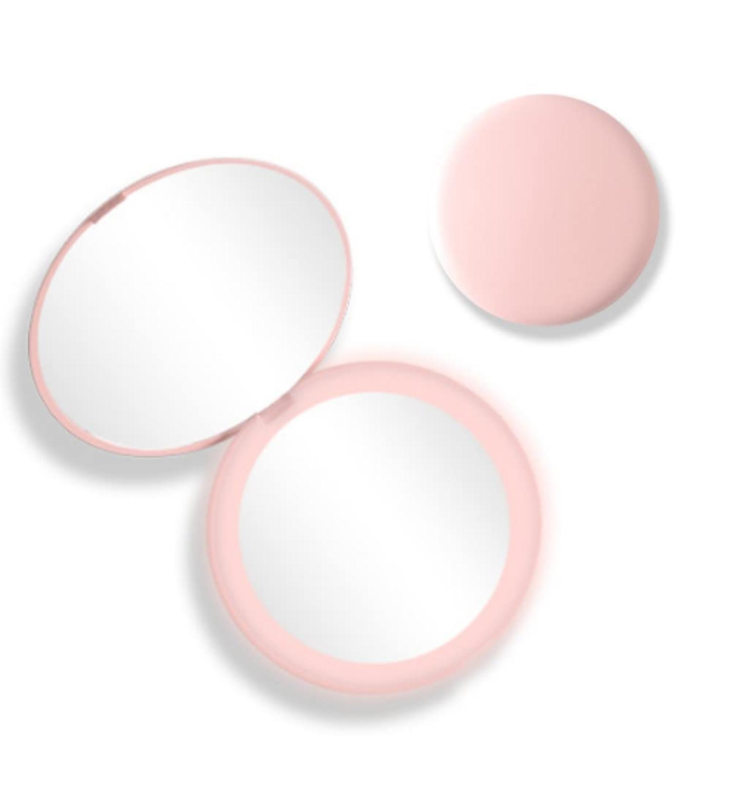 FOME LED Lighted Travel Makeup Mirror Compact - Handheld Double Sided Portable Folding Mirror 1x/10x Magnification - Compact and Lightweight Design - Pink - Buy Online on GoSupps.com