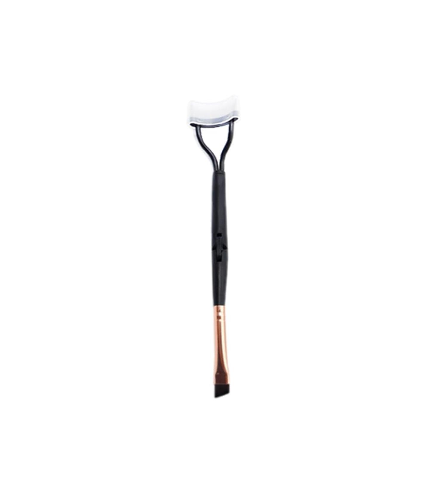 Simple And Convenient Makeup Brush Cosmetic brush Double-end Eyelash Comb Arced Steel Teeth with Angled Brow Brush/Eyeliner Brush eyebrow brush Black - Buy Online on GoSupps.com