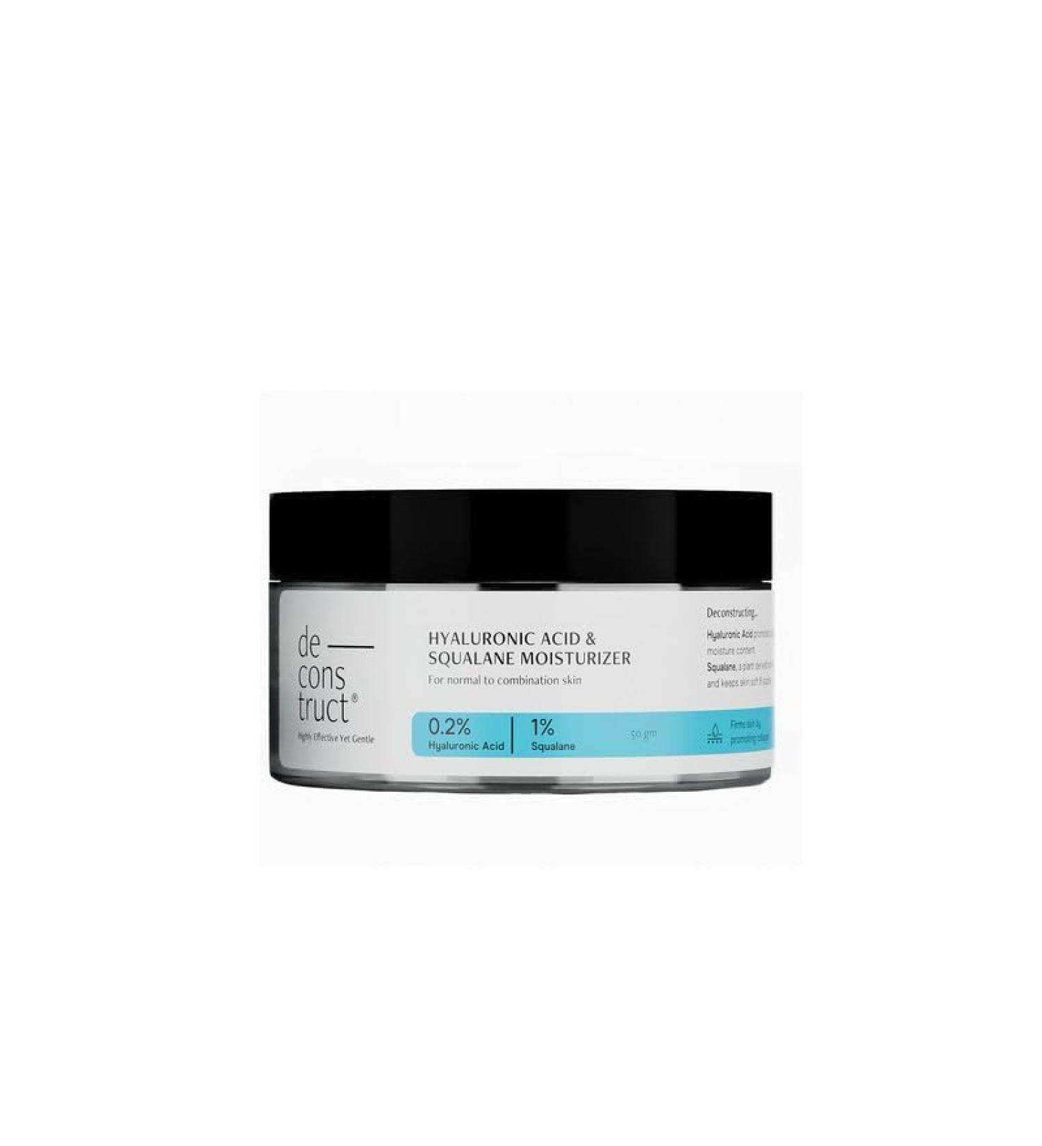 De-construct Hyaluronic Acid & Squalane Moisturizer 50g | Lightweight Hydrating Cream for Normal Skin | Long-Lasting Non-Greasy Moisture | Buy Internationally - Buy Online on GoSupps.com