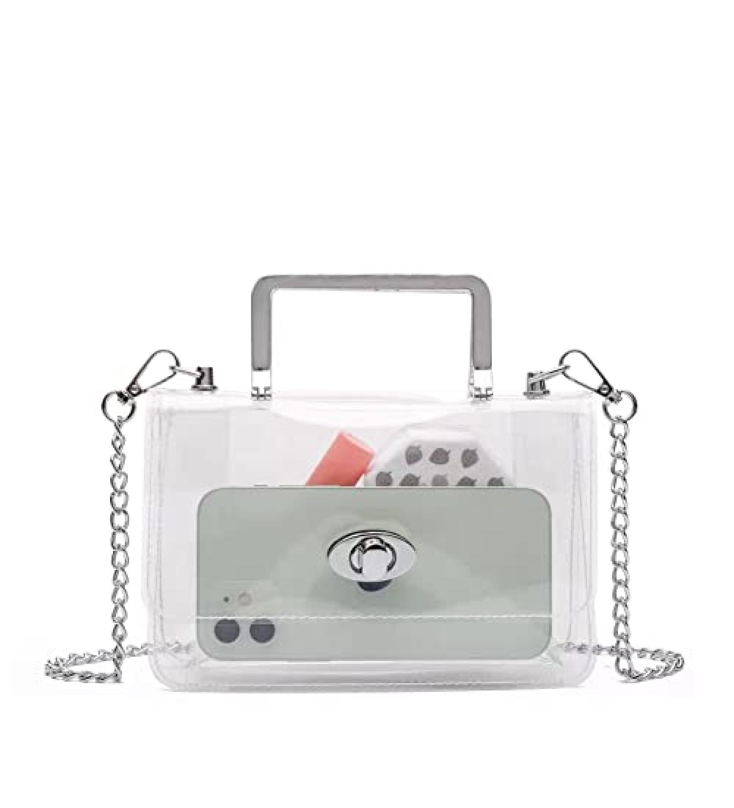 MOETYANG Clear Crossbody Clutch Purse - Silver See Through Handbag for Women - Buy Online on GoSupps.com