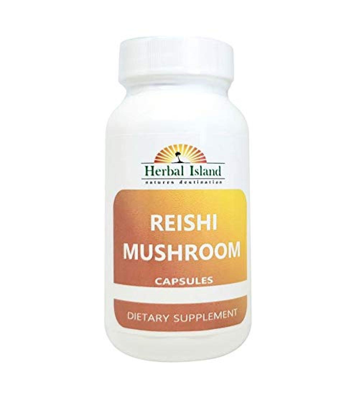 Herbal Island Reishi Mushroom Capsules - 120 Count 500mg Each