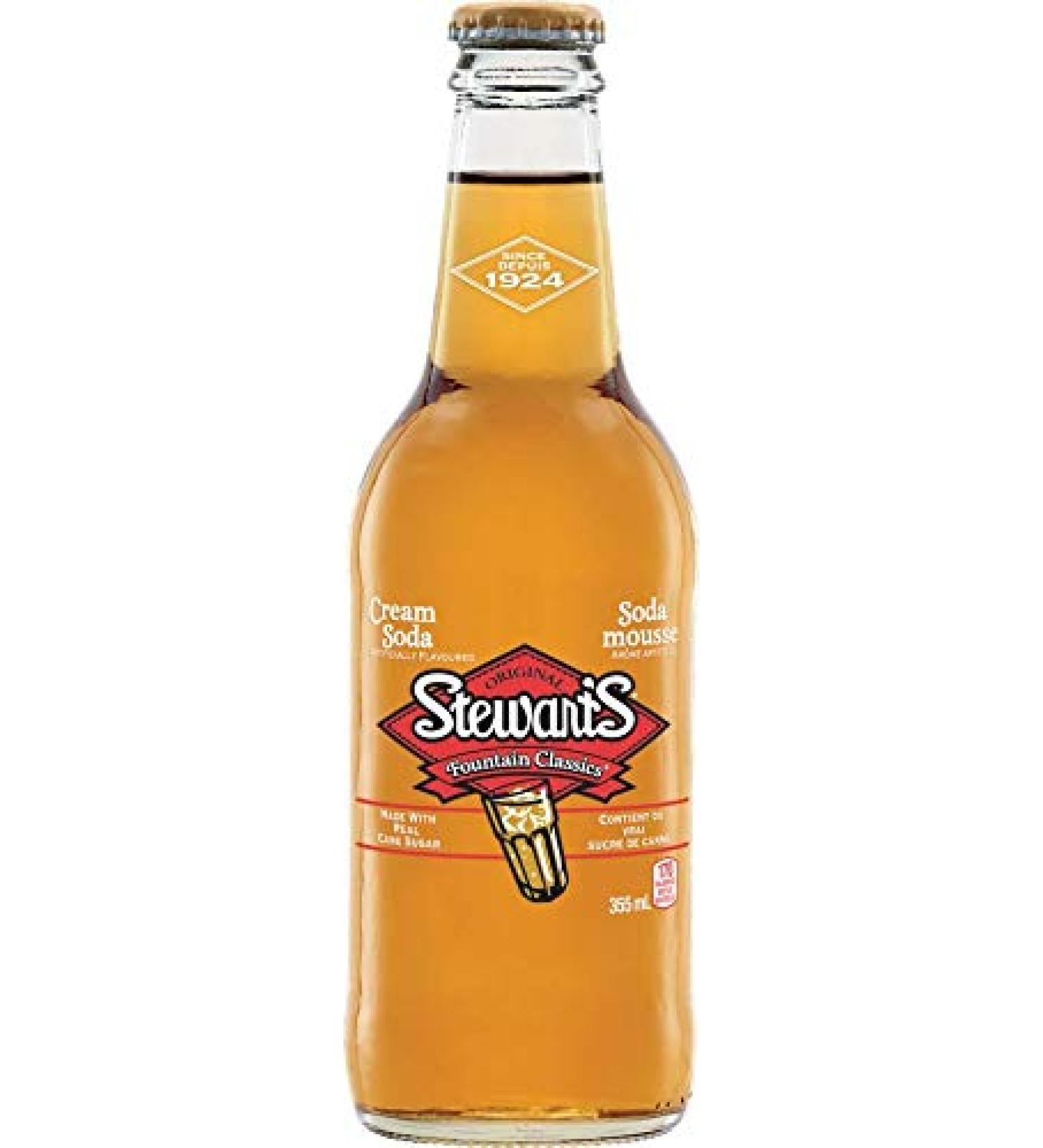 Stewarts Fountain Classic Soda 355ml Glass Bottles Cream Soda 24 Count - Buy Online on GoSupps.com