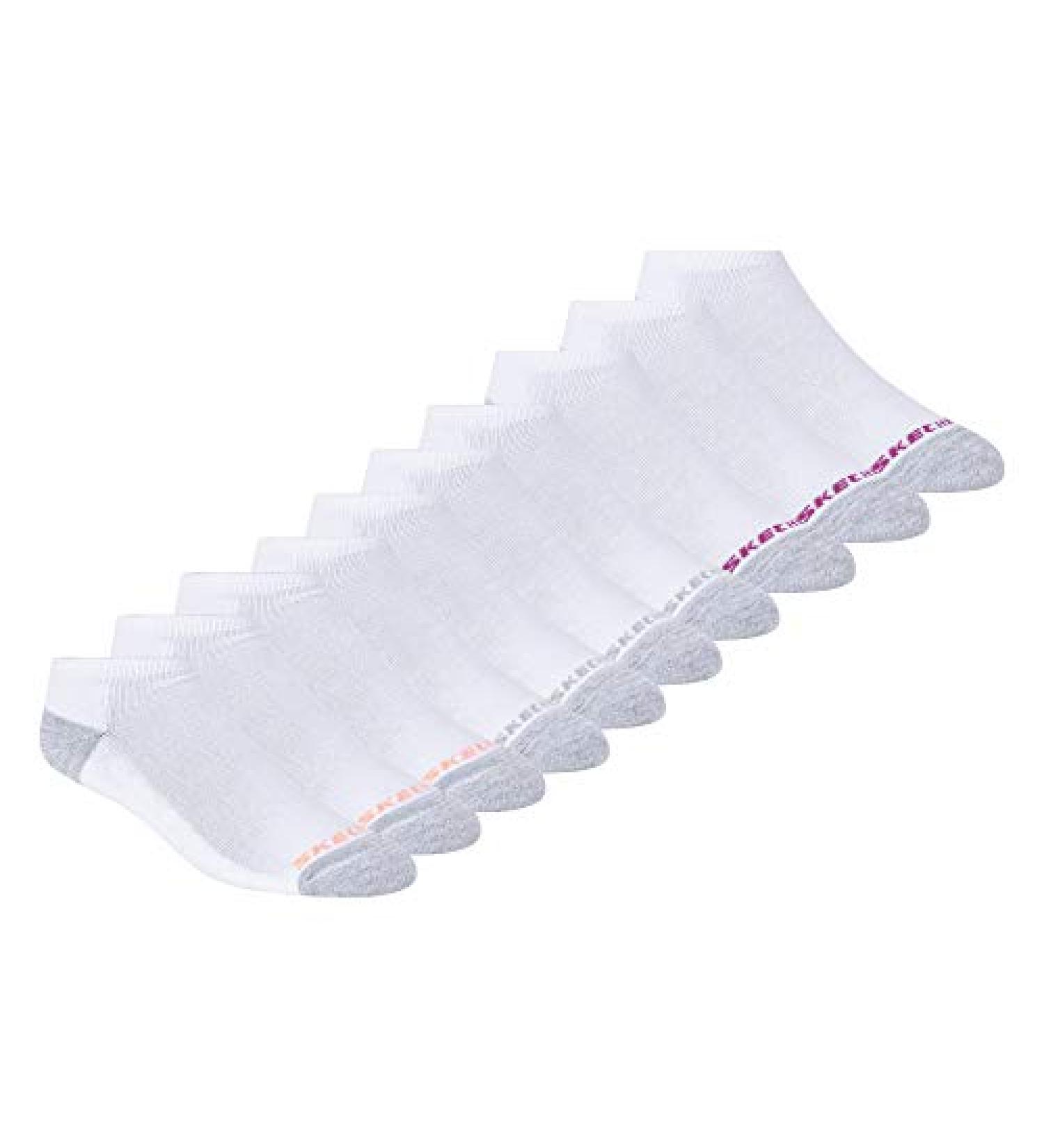Skechers Women's 10-Pack No Show Socks 9-11 White/Orange - Comfortable and Stylish - Buy Online on GoSupps.com