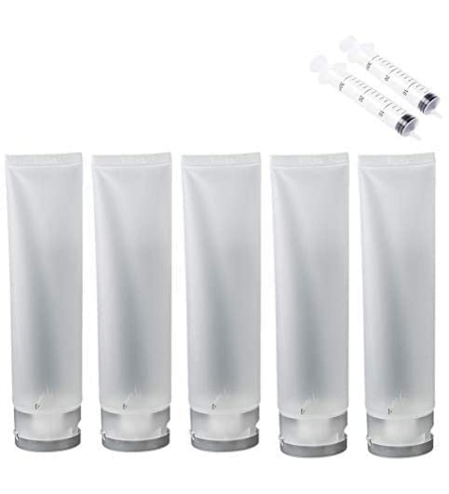 LIGONG 20PCS Empty Plastic Squeeze Tubes Cosmetic Containers - Refillable Travel Bottles with 2PCS Syringe - 50ml Capacity - Buy Online on GoSupps.com