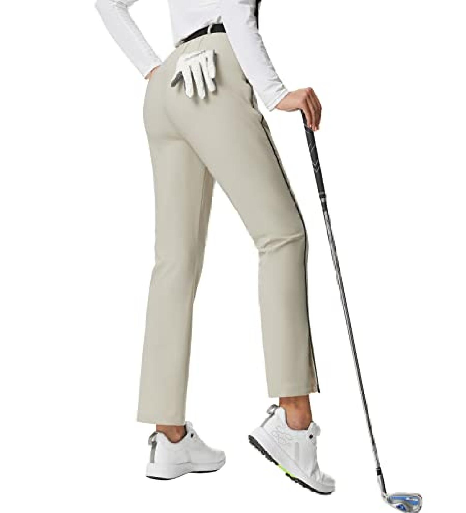 JACK SMITH Women's Golf Trousers Khaki L Lightweight Water Resistant Work Pants UPF 50+ | Elastic Waist, Quick Dry for Travel - Buy Online on GoSupps.com