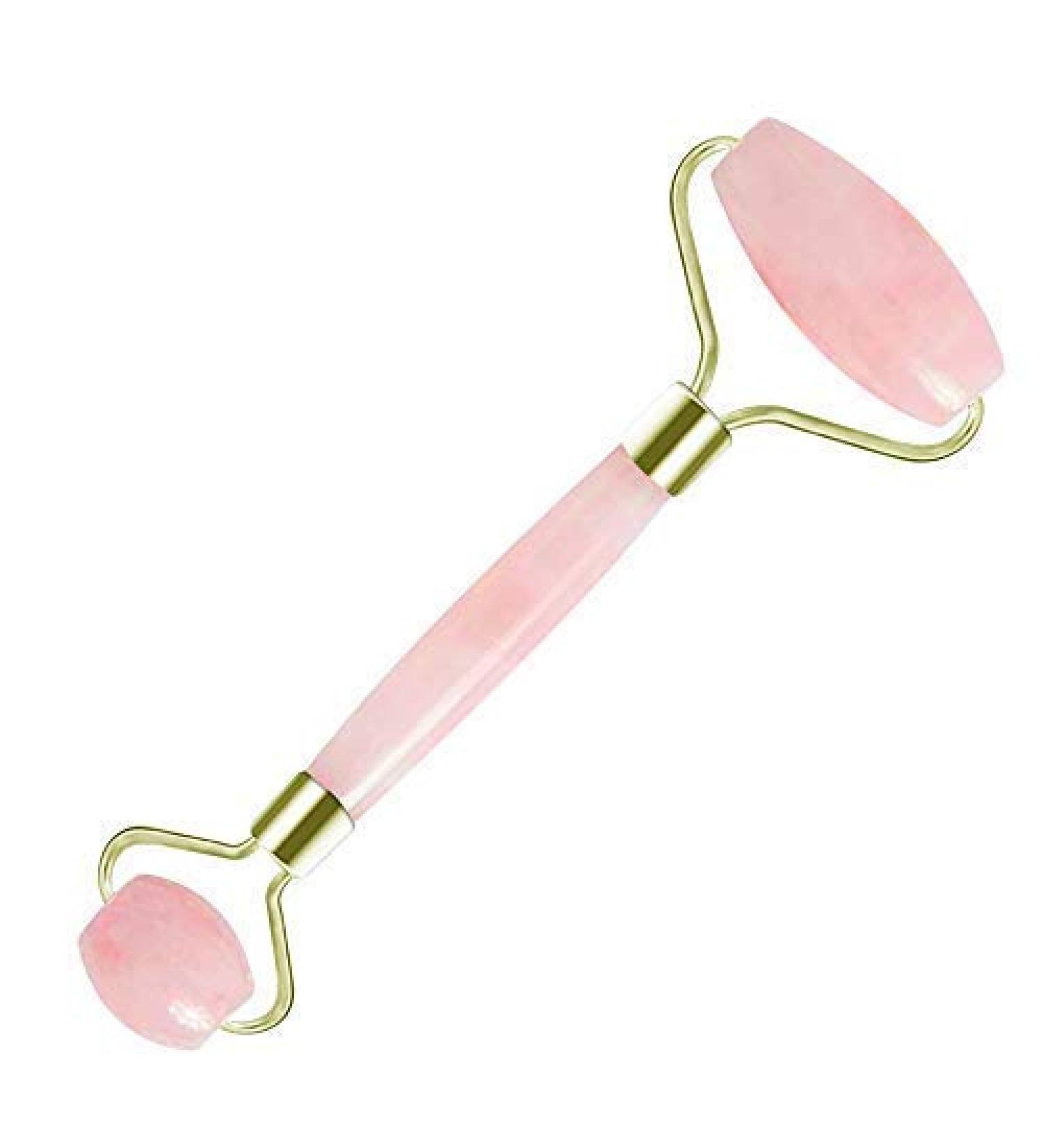 Ina Beauty Authentic Rose Quartz Roller Massager for Face and Neck | Sculpting, Slimming, Firming | Anti-Aging, Anti-Puffiness | Quality Metal Construction - Buy Online on GoSupps.com