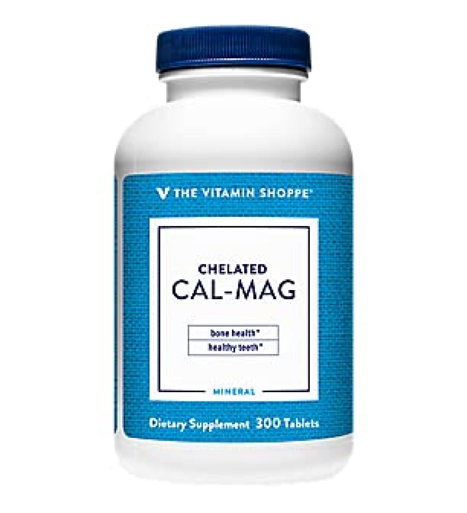 Vitamin Shoppe Chelated Cal-Mag 2:1 Ratio (300 Tablets) - Bone & Teeth Support - Buy Online on GoSupps.com