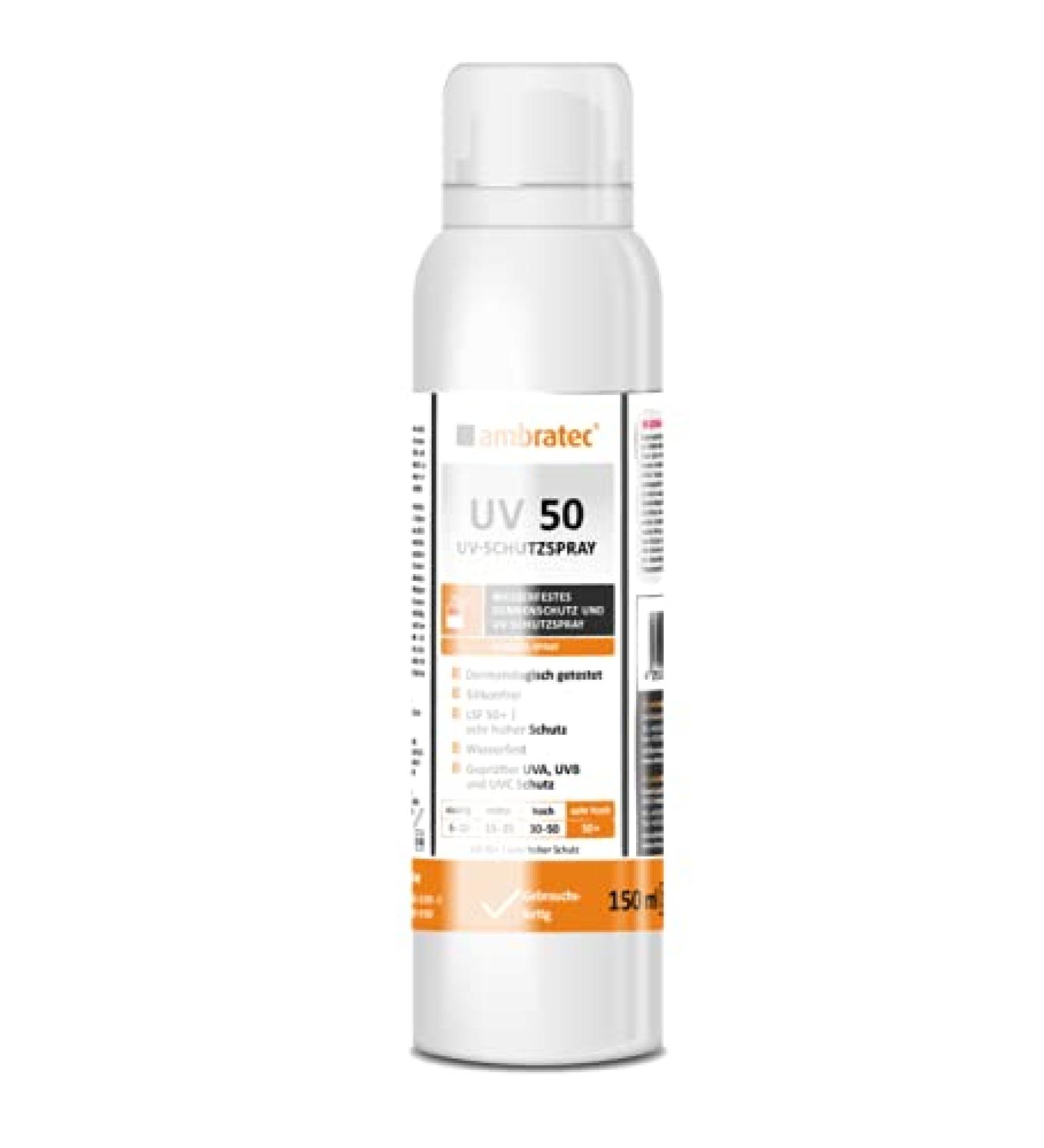 Ambratec UV 50 UV PROTECTION SPRAY - tested UVA UVB and UVC protection - dermatologically tested