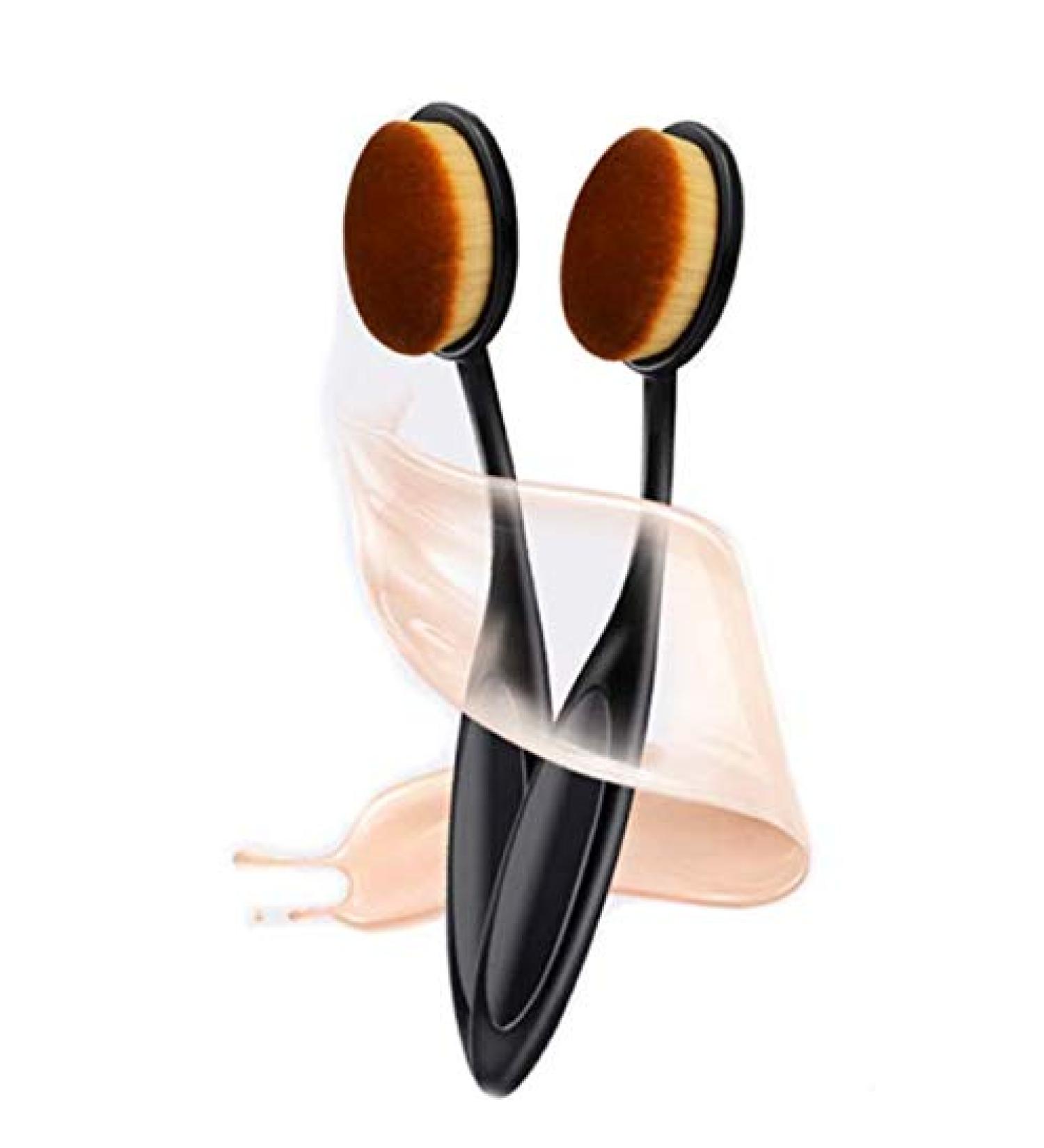 DNHCLL 2 PCS Oval Loose Powder Toothbrush Makeup Brushes | For Blending Liquid, Cream & Powder Cosmetics - Buy Online on GoSupps.com
