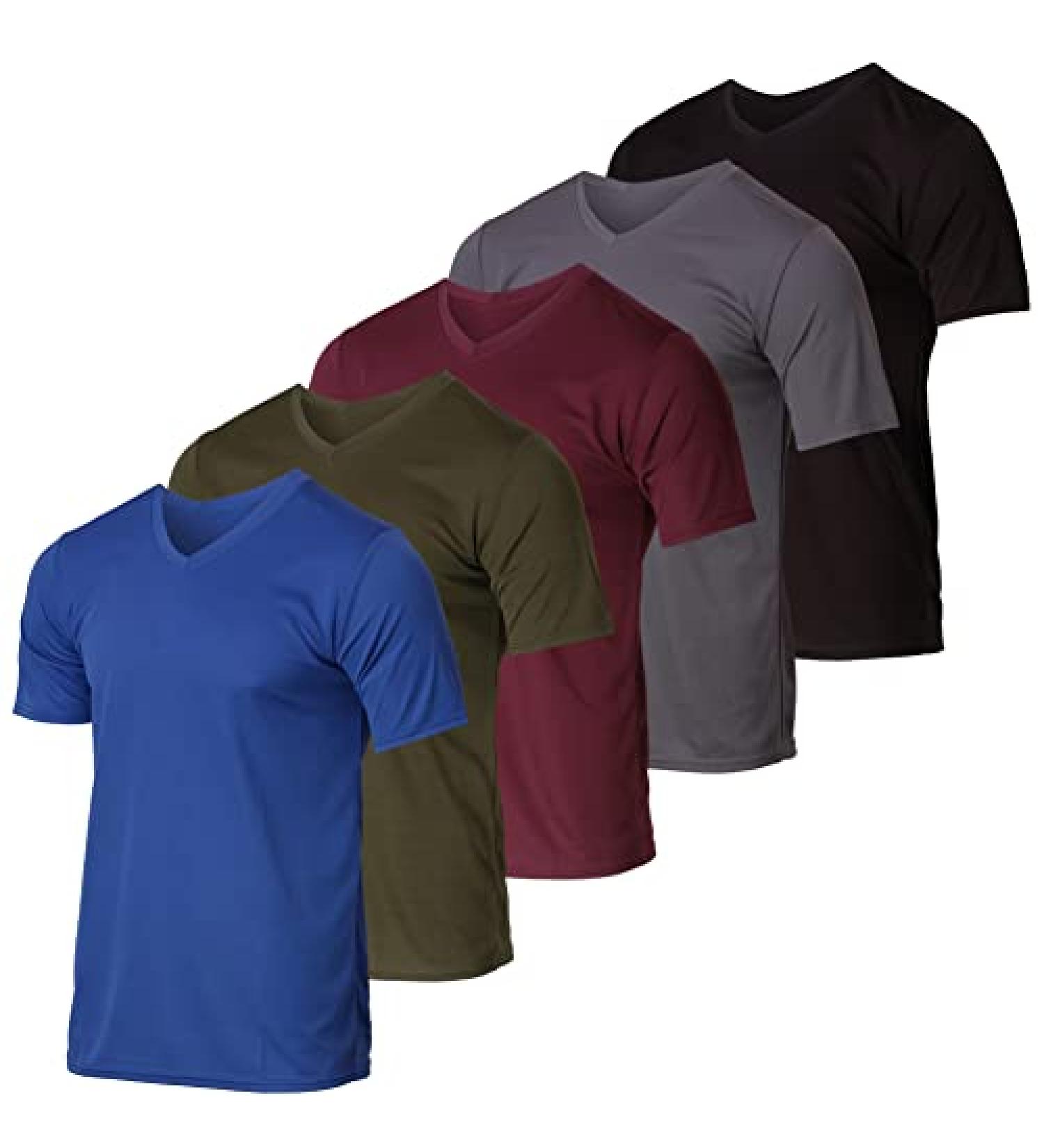 Real Essentials 5 Pack Mens V-Neck Mesh Moisture Wicking T-Shirt X-Large Set - Buy Online on GoSupps.com