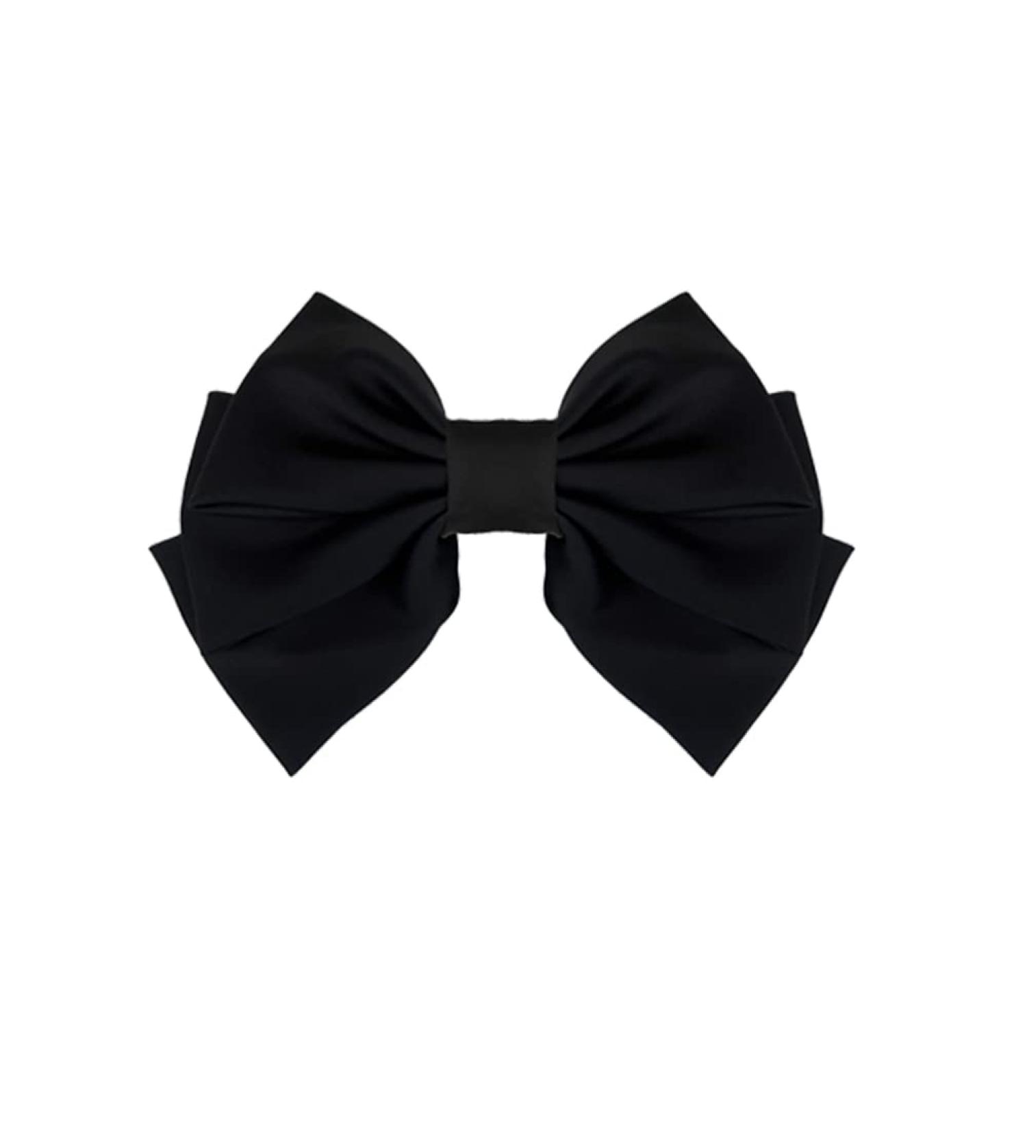 Large Black Bow Hair Barrette for Women and Girls - Satin Silk Ribbon Hair Clip for Ponytail - French Barrette Hairpin for Teens and Ladies - Buy Online on GoSupps.com