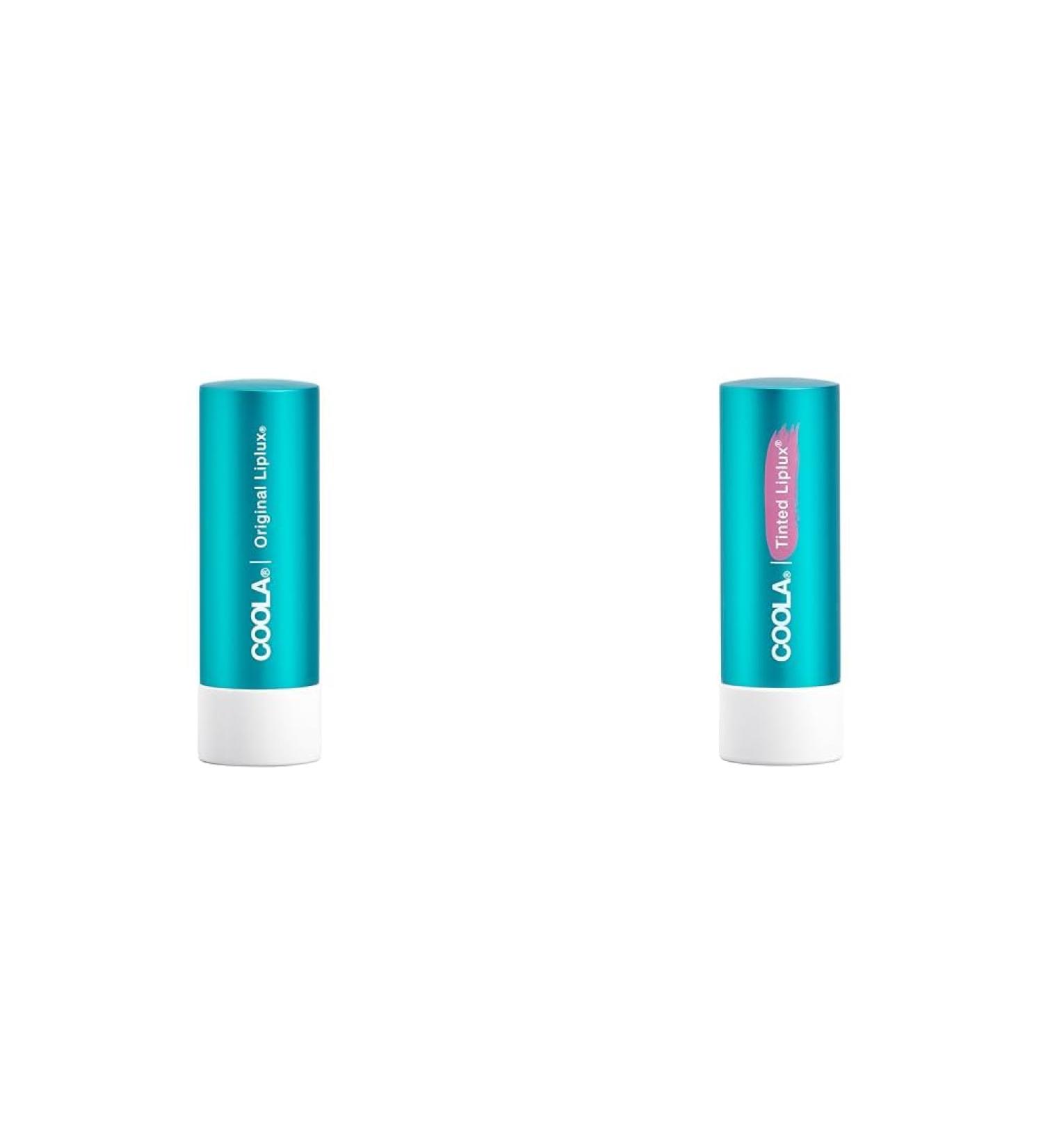 COOLA Organic Liplux SPF 30 Lip Care Bundle - Classic and Tinted Lip Balm Sunscreen Vegan and Gluten Free 0.15 Oz Each
