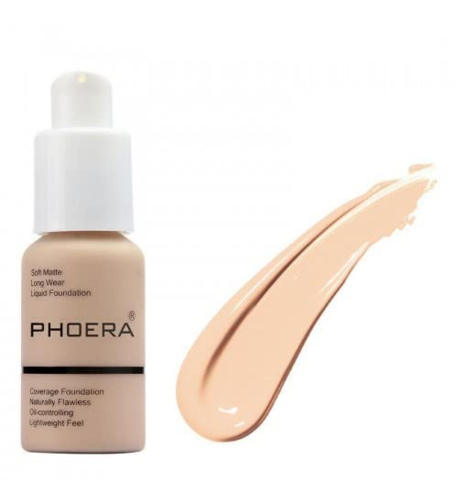 Glamza PHOERA Foundation Concealer Makeup Full Coverage Matte Brighten Long Lasting UK (102 NUDE)
