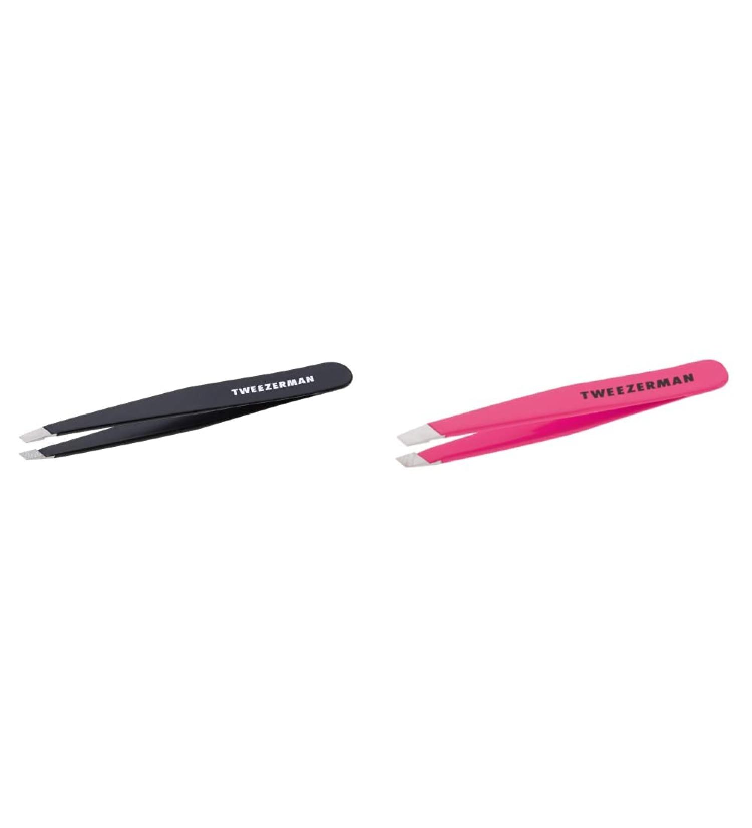 Buy Tweezerman Midnight Sky Sloping Tweezers - Stainless Steel Eyebrow Plucking Tool | Mini Version & Neon Pink Design - Buy Online on GoSupps.com