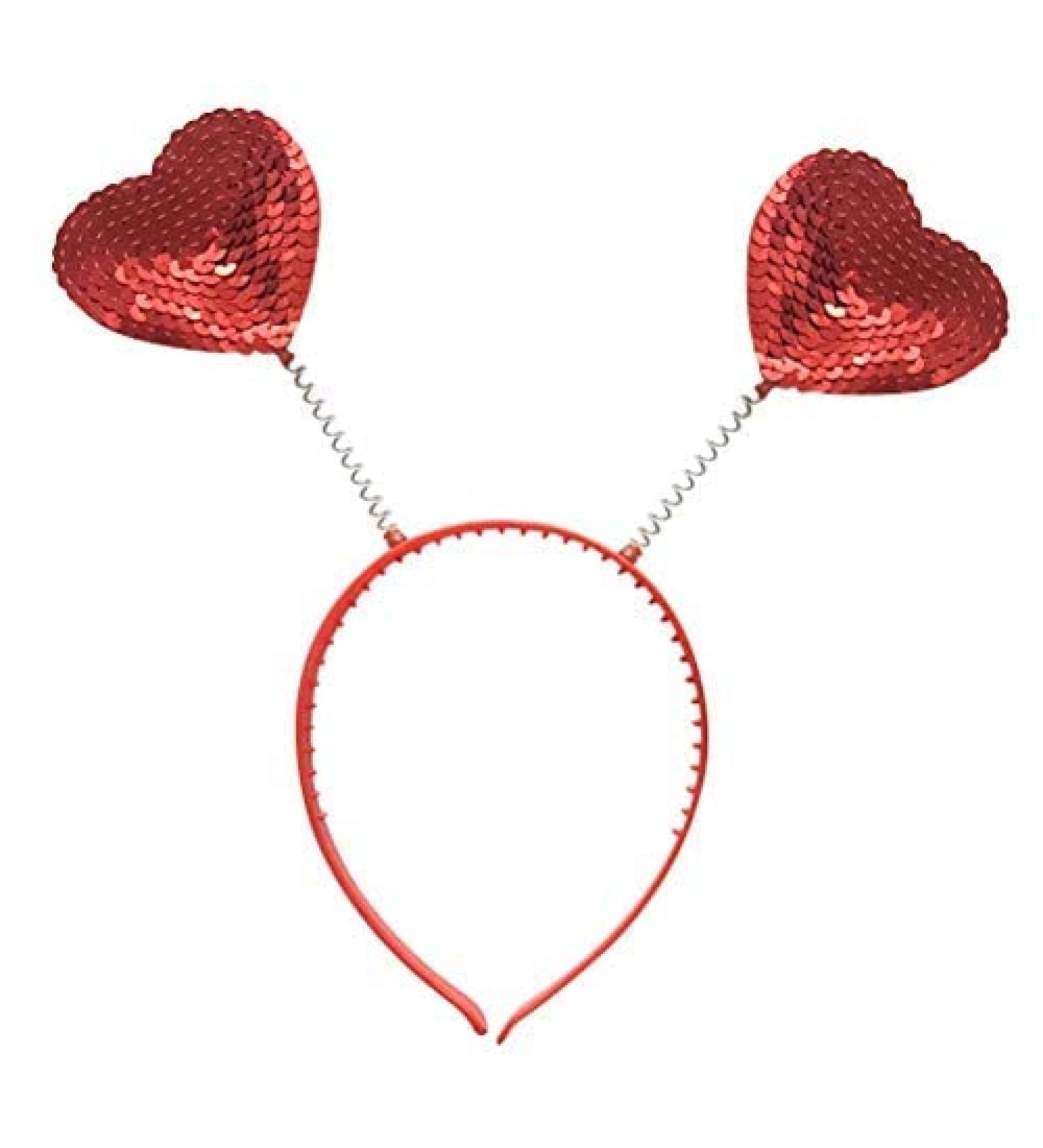 Lurrose Red Sequin Heart Headband - Festive Love-shaped Hair Boppers for Parties and Festivals - Buy Online on GoSupps.com