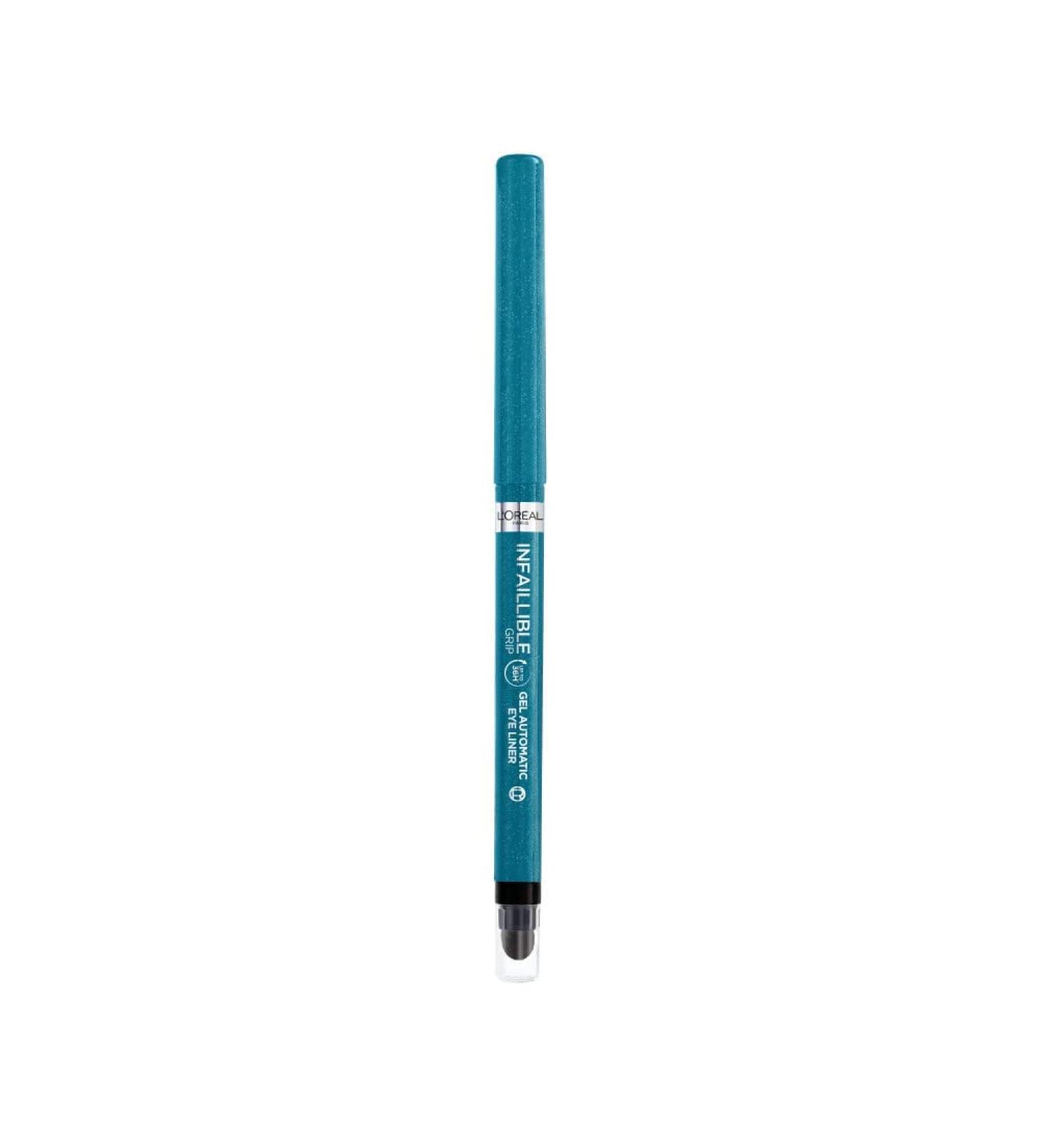L'Or al Paris Waterproof Gel Eyeliner with Sponge - 36H Infaillible Automatic Grip Liner for Smokey Eyes - Turquoise - Buy Online on GoSupps.com