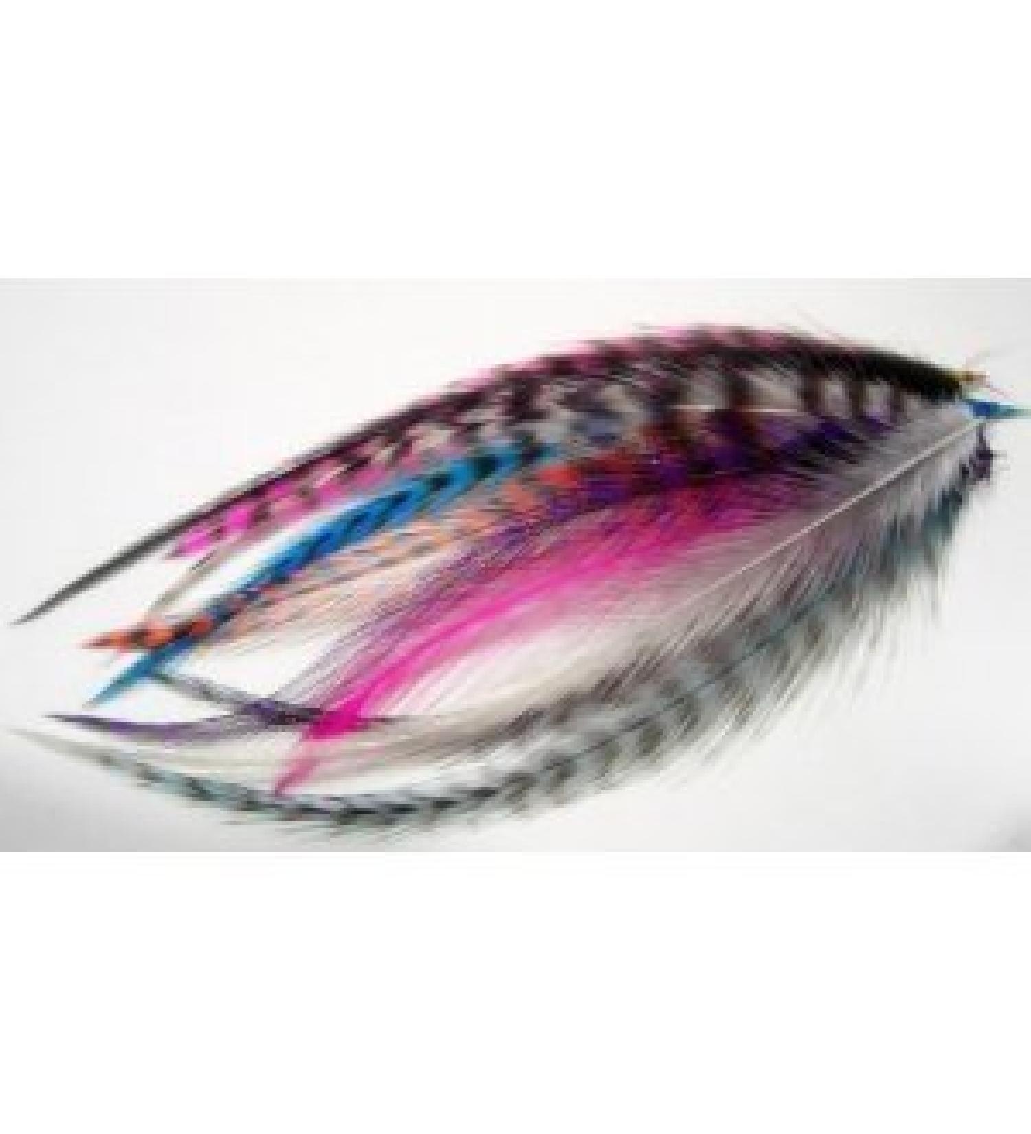 Feather Hair Extension 10 Grizzly and Solid Genuine Feathers Ranging From 4" to 5.5" with 4 Silicone Micro Beads.