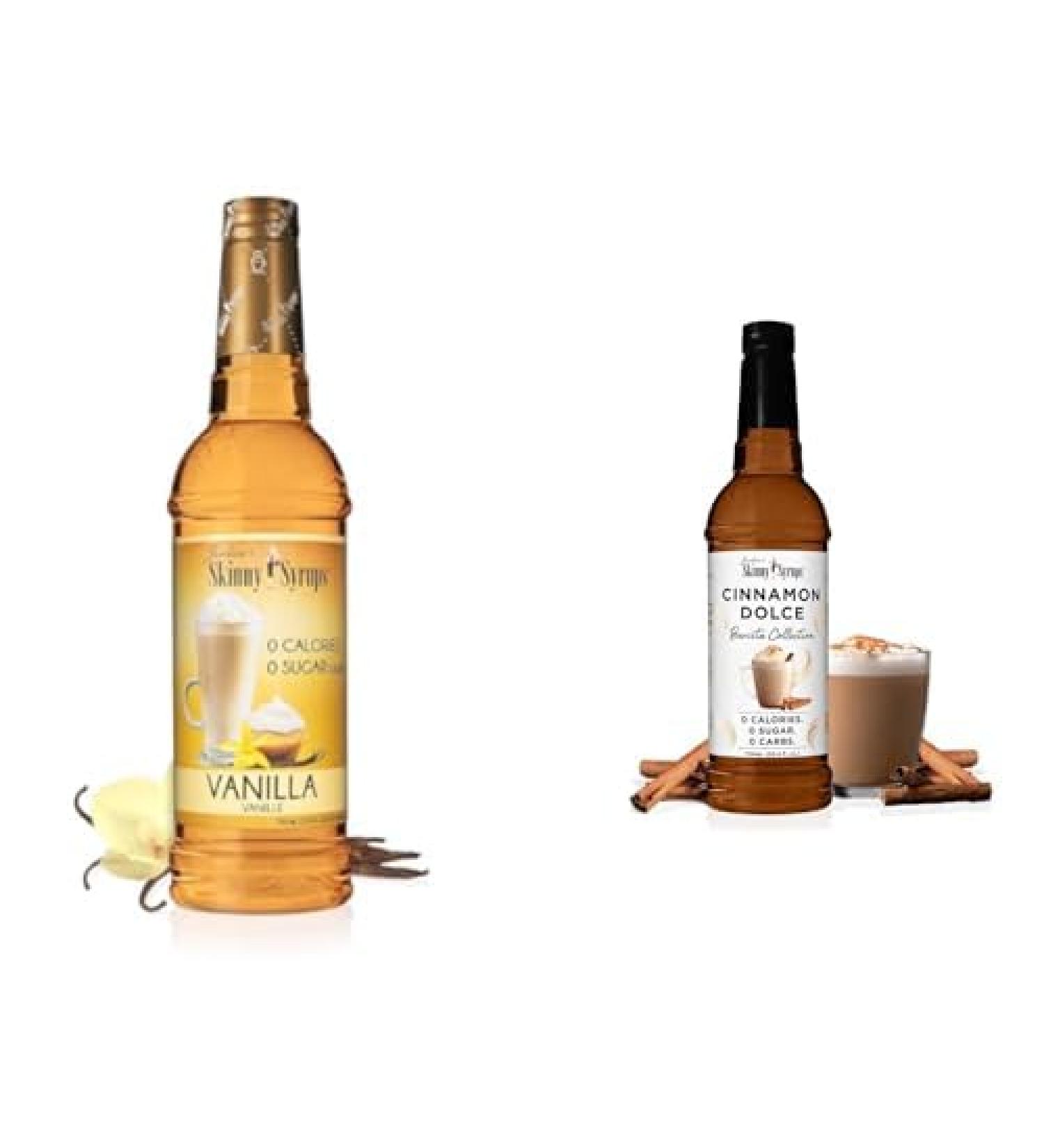 Jordan's Skinny Syrups Sugar Free Coffee Syrup Vanilla Flavor Drink Mix Zero Calorie Flavoring for Chai Latte Protein Shake Food and More Gluten Free Keto Friendly 1.5 L (2 Bottles x 750ml)