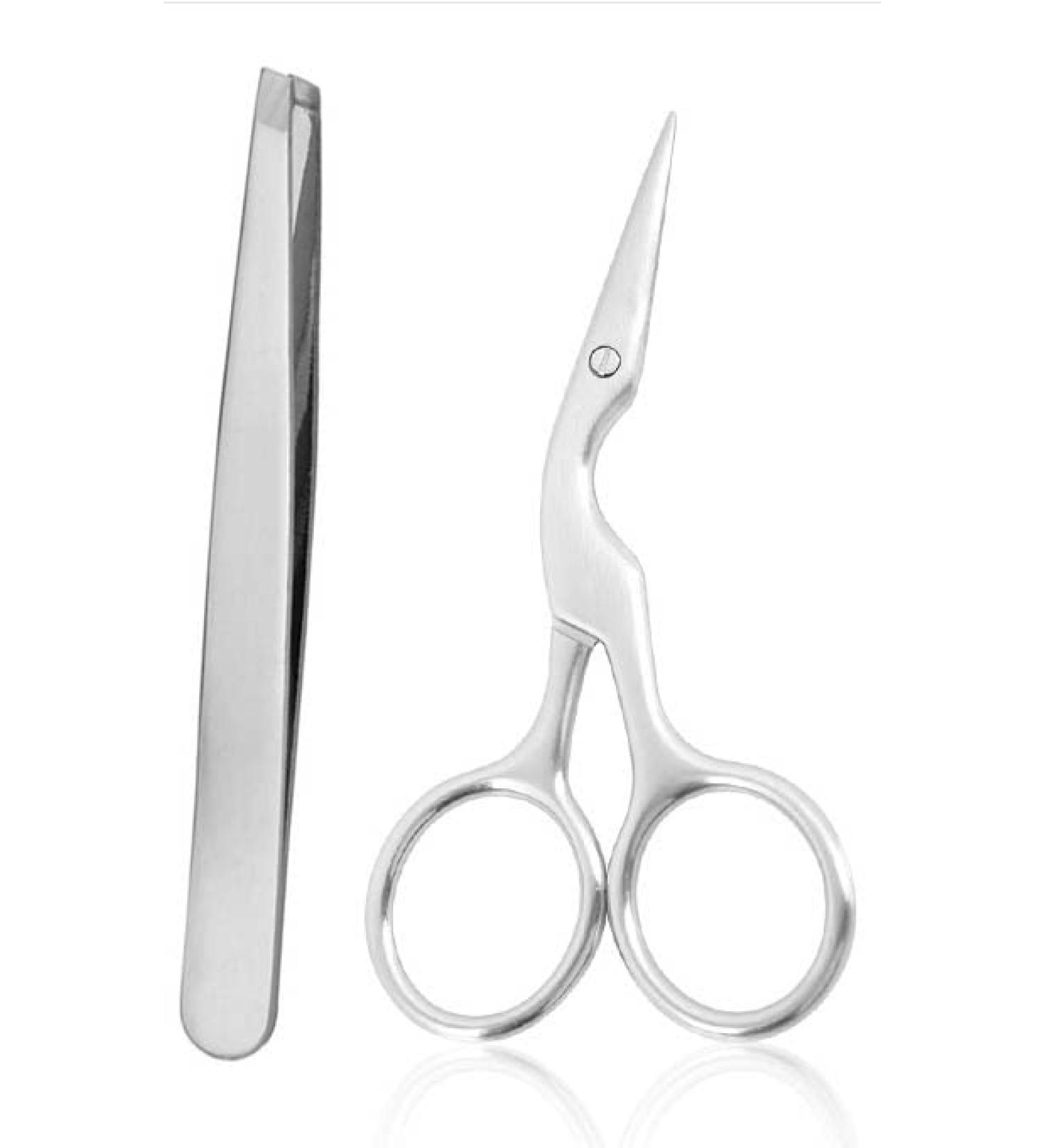 Eyebrow Kit Grooming with Eyebrow Scissors Stainless Steel Unisex Sharp Slant Tweezers Grooming Scissors Men for Ear Beard Mustache Trimming Scissors for Hair Brow Tweezers for Ingrown Hair Removal. - Buy Online on GoSupps.com