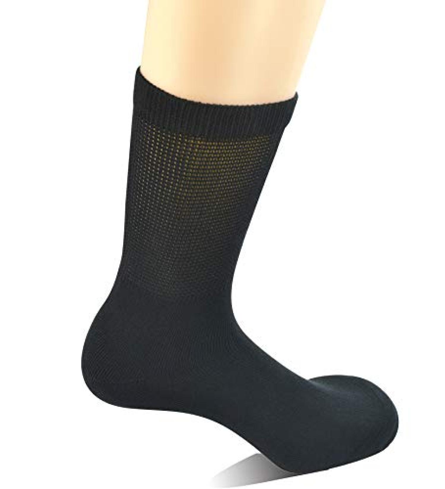 Yomandamor Men's Cotton Diabetic Crew Socks - Non-binding Top, Seamless (4 Pairs, Size 10-13, Black) - Buy Online on GoSupps.com