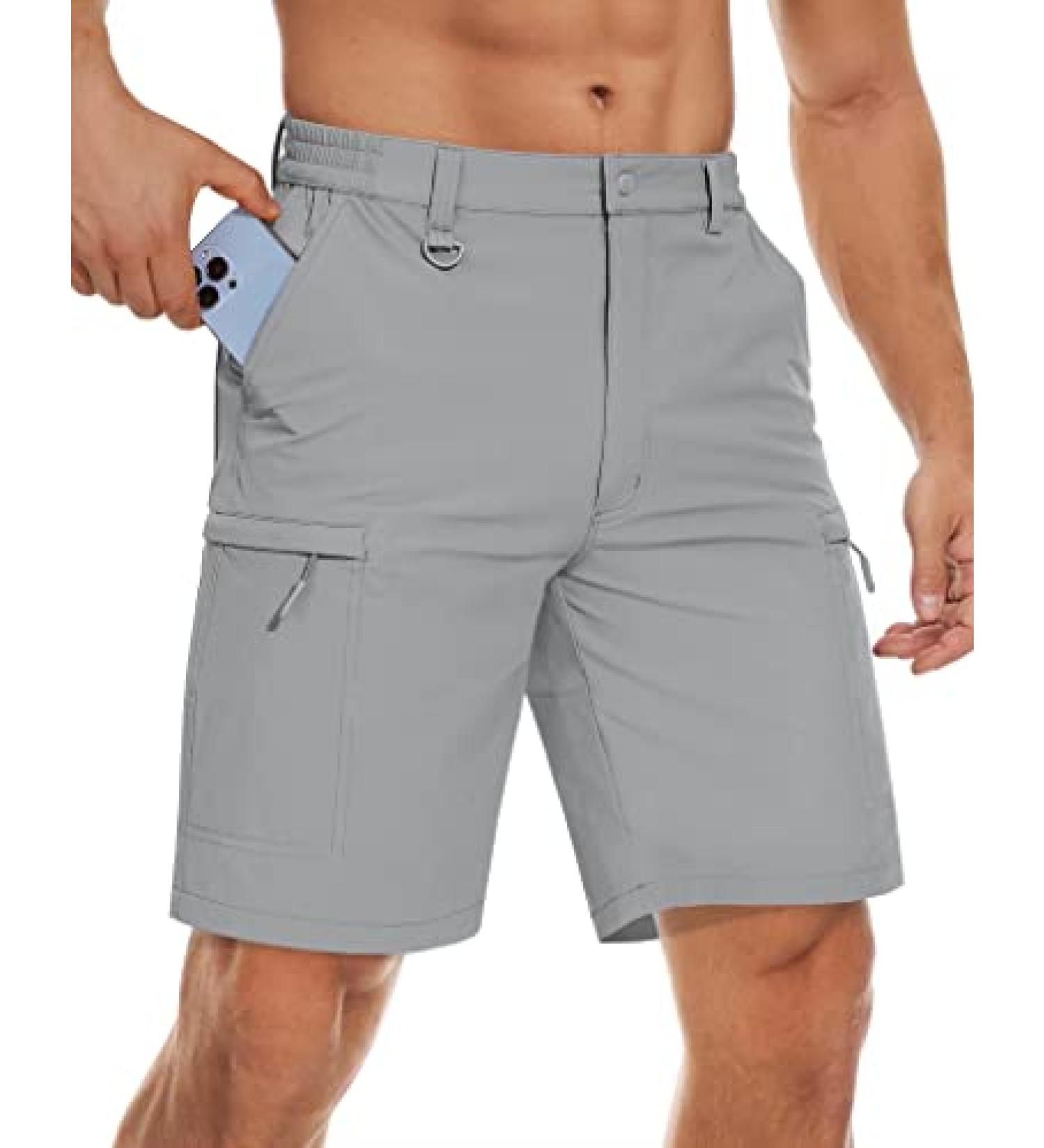 Magcomsen Men's Hiking Shorts - Water-Resistant Quick Dry Cargo Shorts | Light Grey 36 - Buy Online on GoSupps.com