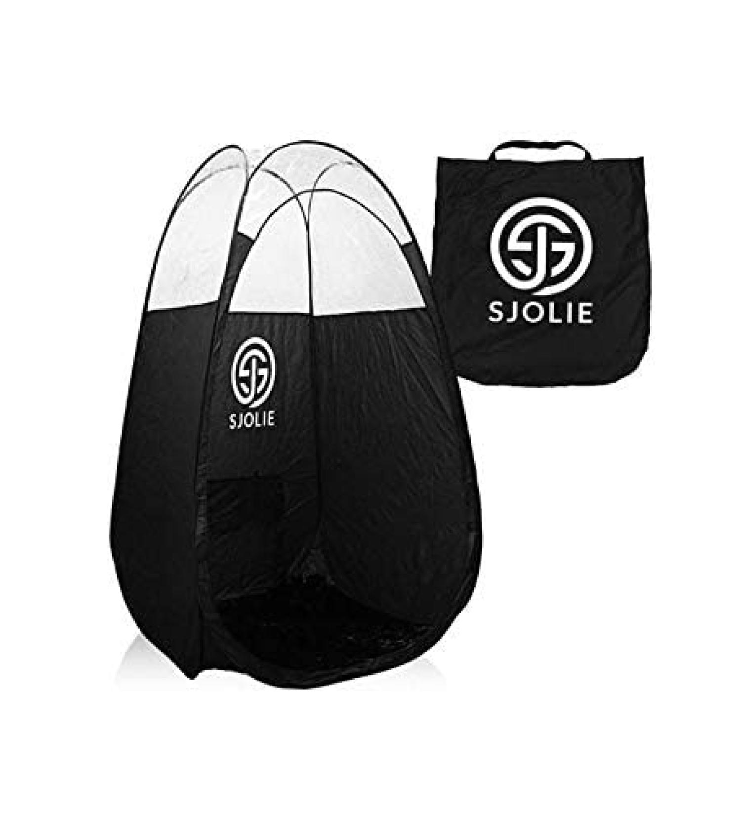 SJOLIE Spray Tan Tent | XL Black Pop Up Self Tanning Booth with Portable Carrying Case - Ideal for Home & Travel - Buy Online on GoSupps.com