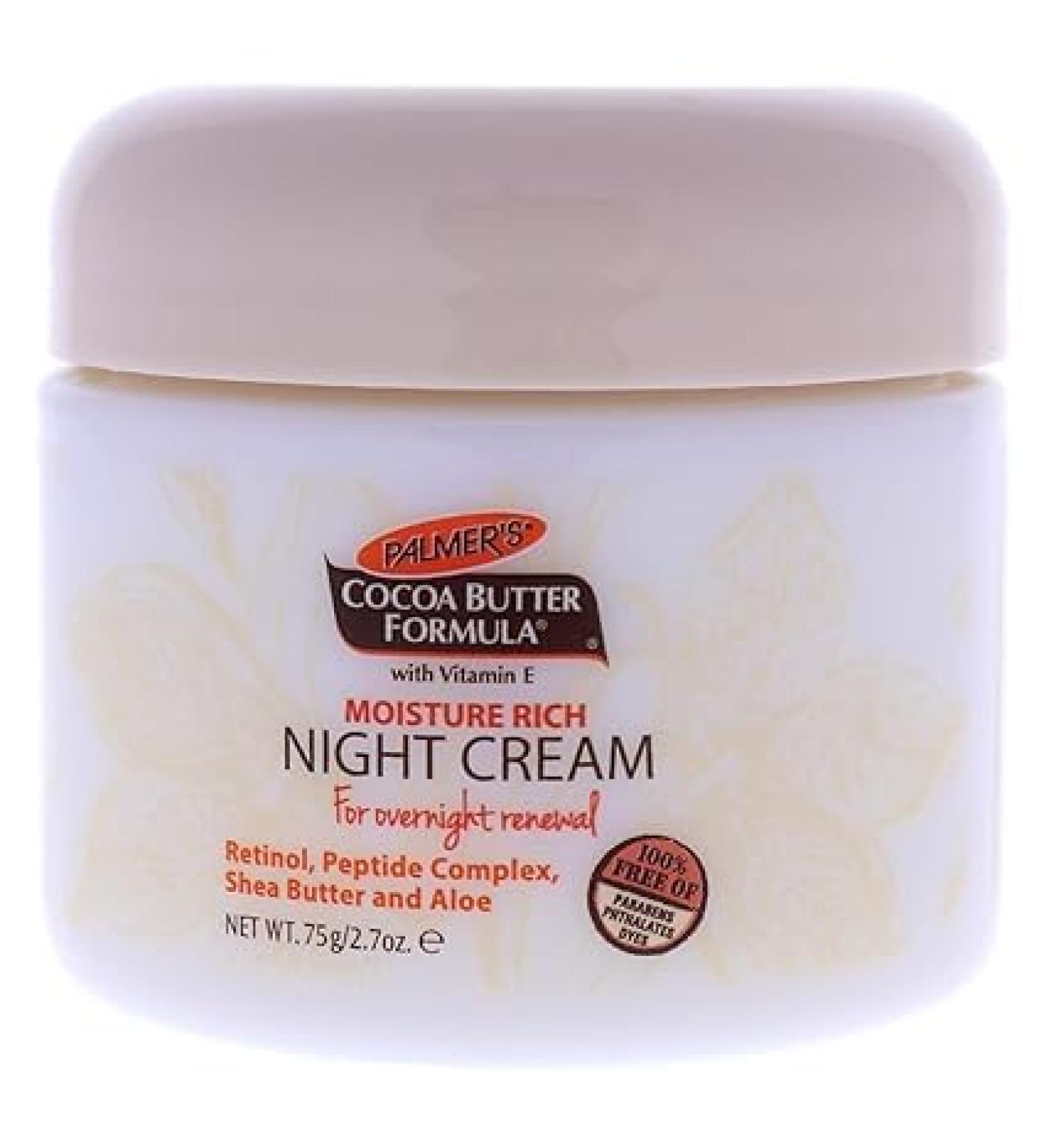 P.al_me_r Cocoa Butter Formula Moisture Rich Facial Night Cream - 75g | Hydrating & Nourishing Skincare - Buy Online Ships Internationally - Buy Online on GoSupps.com