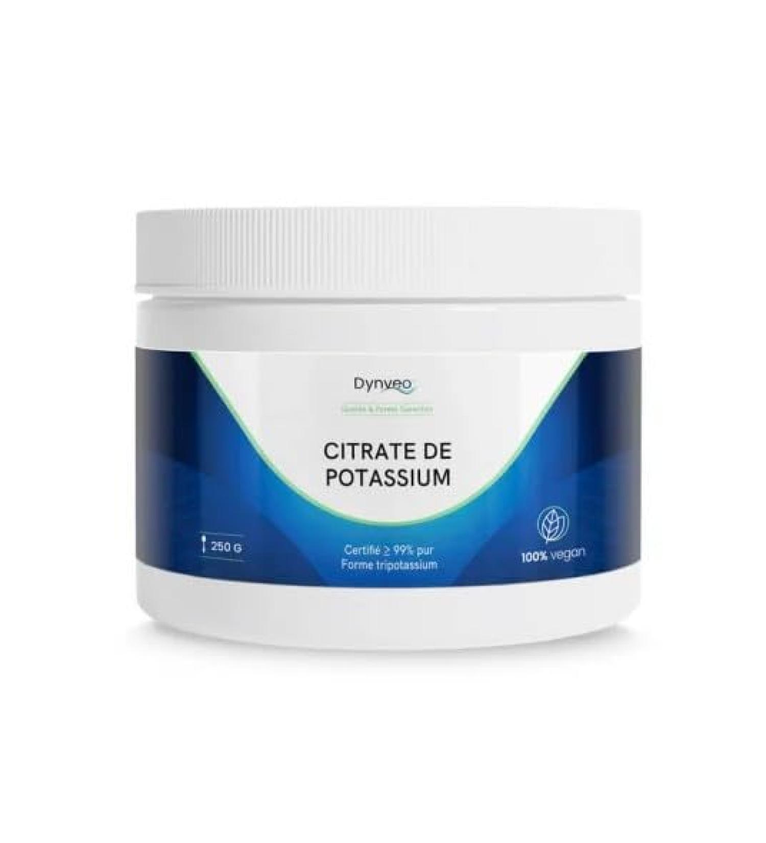 Citrate de Potassium pur 99% - Pression sanguine Muscles Syst me nerveux - Haute assimilation sans additif - Vegan - 250g en Poudre (100 doses) - Fabriqu en France - Dynveo 250 g (Lot de 1)