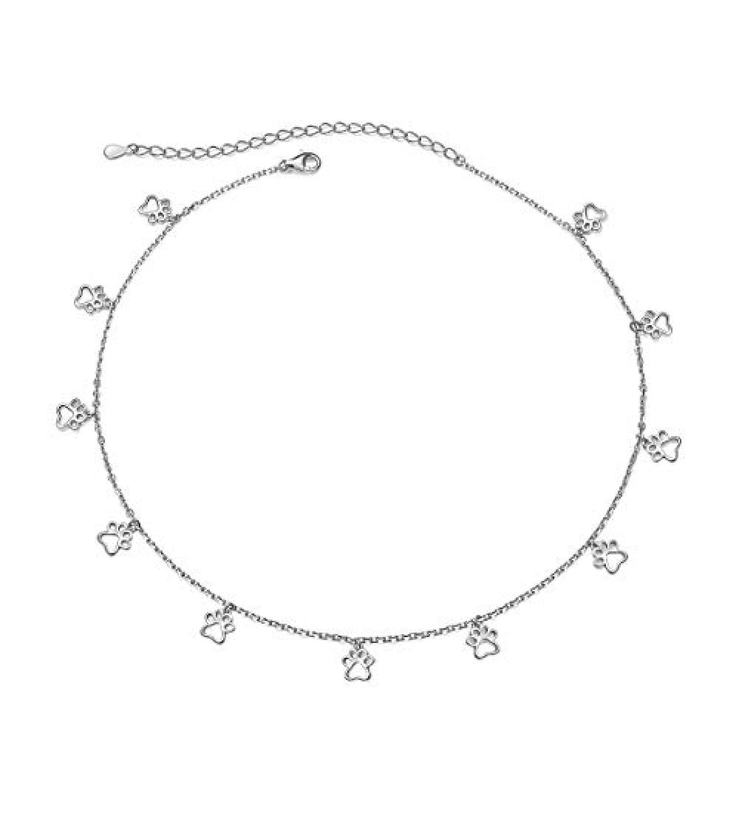 S925 Sterling Silver Paw Print Choker Necklace for Women - 13+3 inches - Buy Online on GoSupps.com