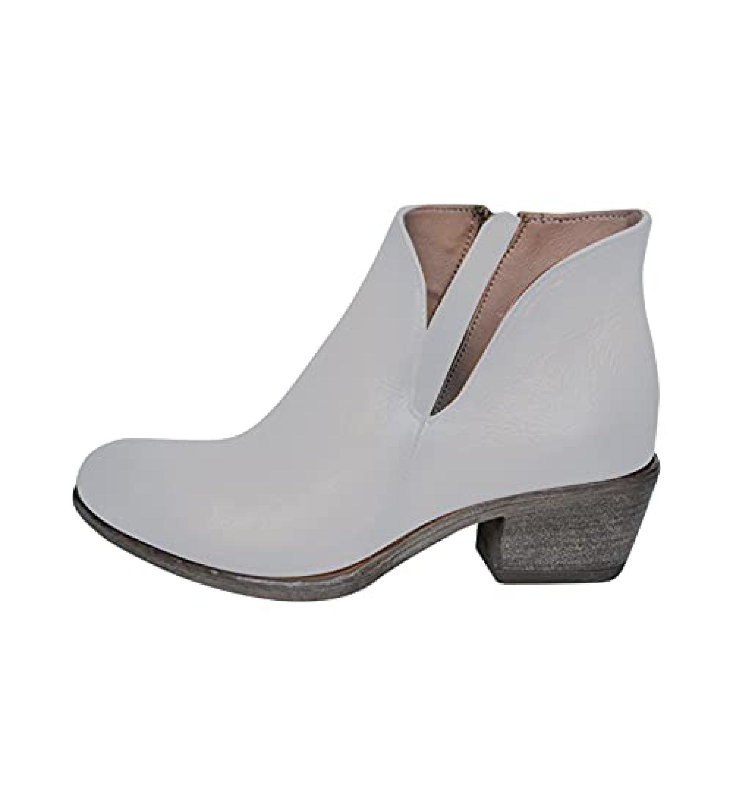 Winter & Autumn Fashion Women's Slim Zipper Ankle Boots - Low Heel Cowboy Style, Comfortable Round Toe Western Work Boots - Buy Online on GoSupps.com