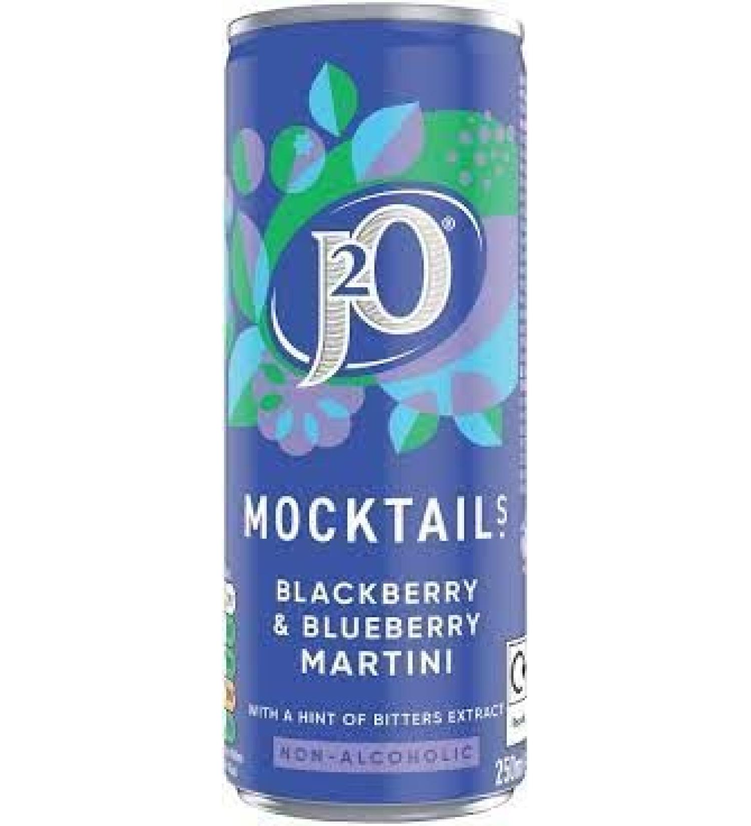 J2O Blackberry and Blueberry Martini Mocktail Cans 12 x 250ml