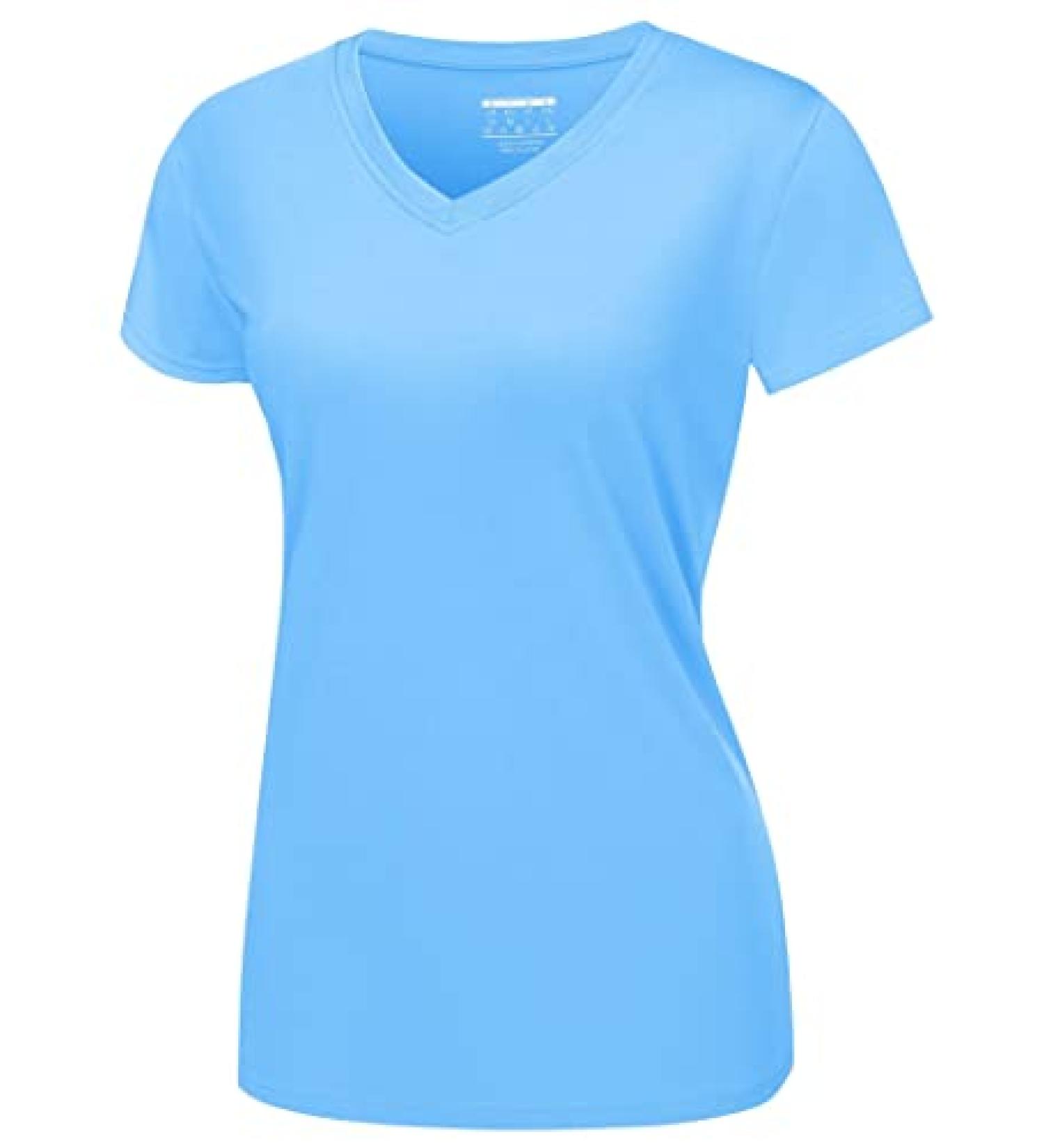MAGCOMSEN Women's Short Sleeve V-Neck T-Shirt UPF 50+ Sun Protection Waterfall Blue XL - Buy Online on GoSupps.com