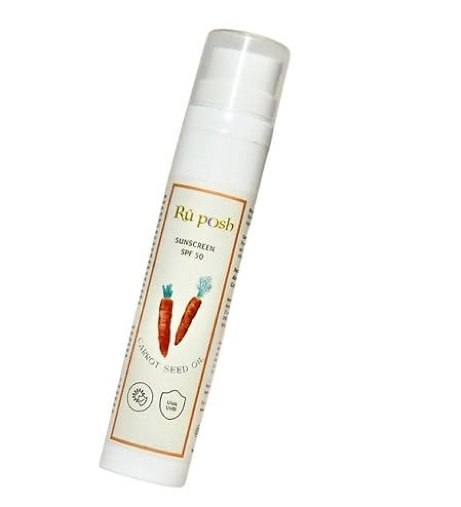 Carrot Seed Oil Sunscreen SPF 50 | UVA & UVB Protection with Apricot & Olive Leaf Extract | International Shipping Available - Buy Online on GoSupps.com