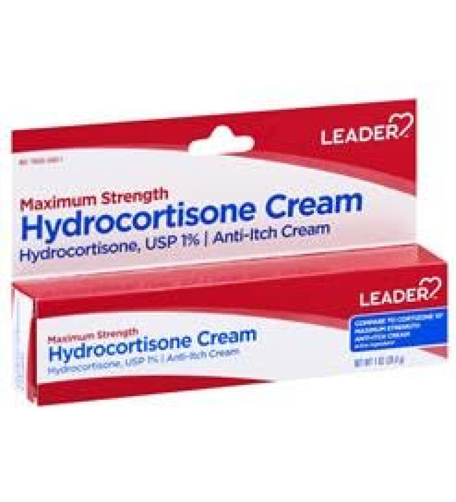 Leader Hydrocortisone Cream 1 oz - Maximum Strength Anti-Itch Lotion for Eczema Psoriasis Mosquito Bites Dermatitis & Skin Infections | Instant Relief - Buy Online on GoSupps.com