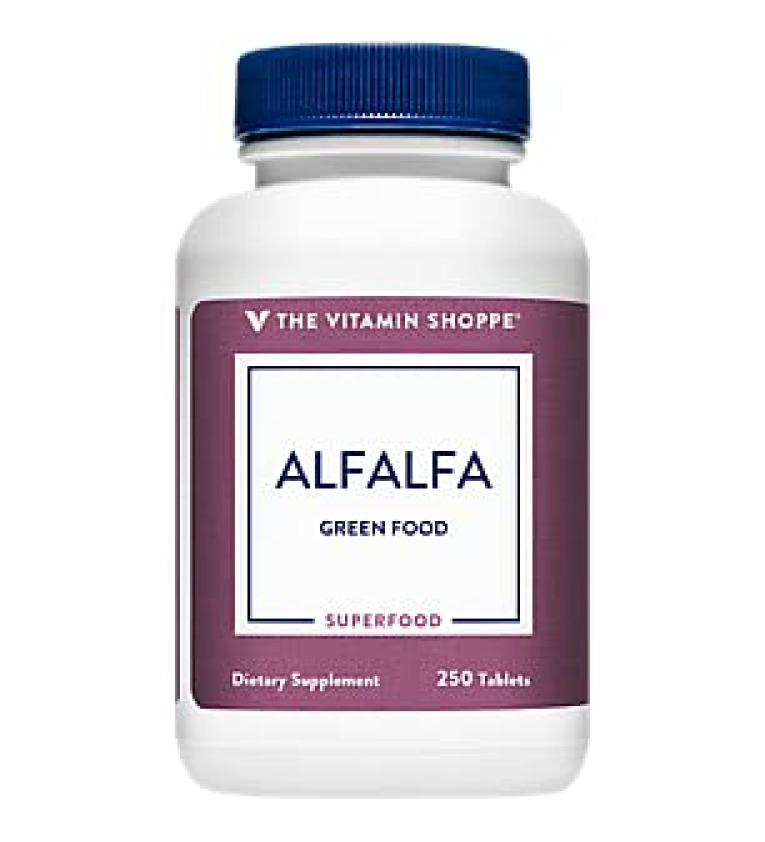 Vitamin Shoppe Alfalfa 500mg Supplement - Natural Green Superfood Antioxidant (250 Tablets) - Buy Online on GoSupps.com