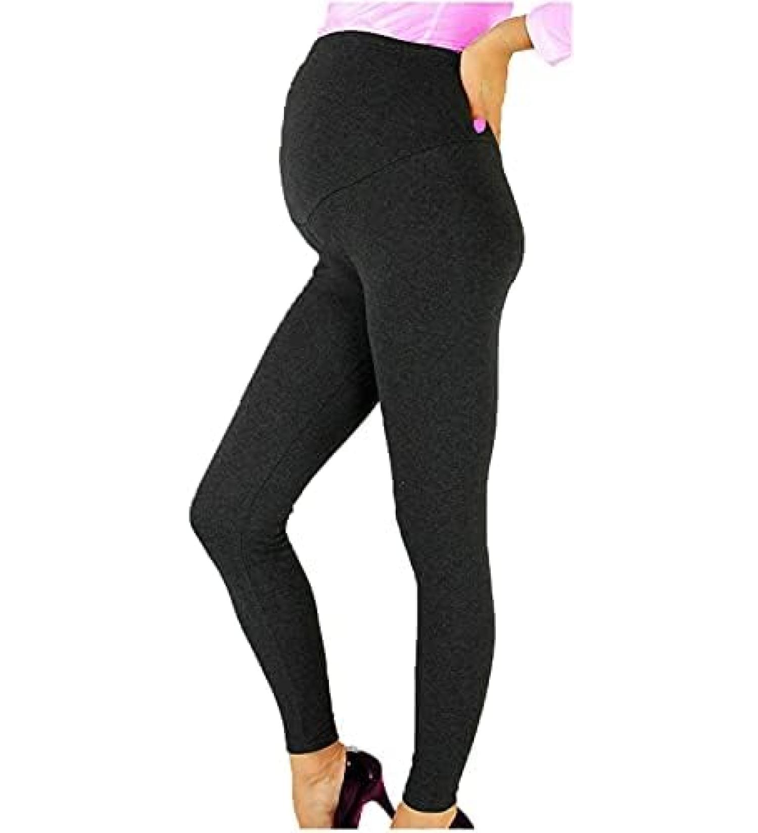 R&N FASHIONS Ladies Maternity Over Bump Stretchy Adjustable Leggings 16 Dark Grey