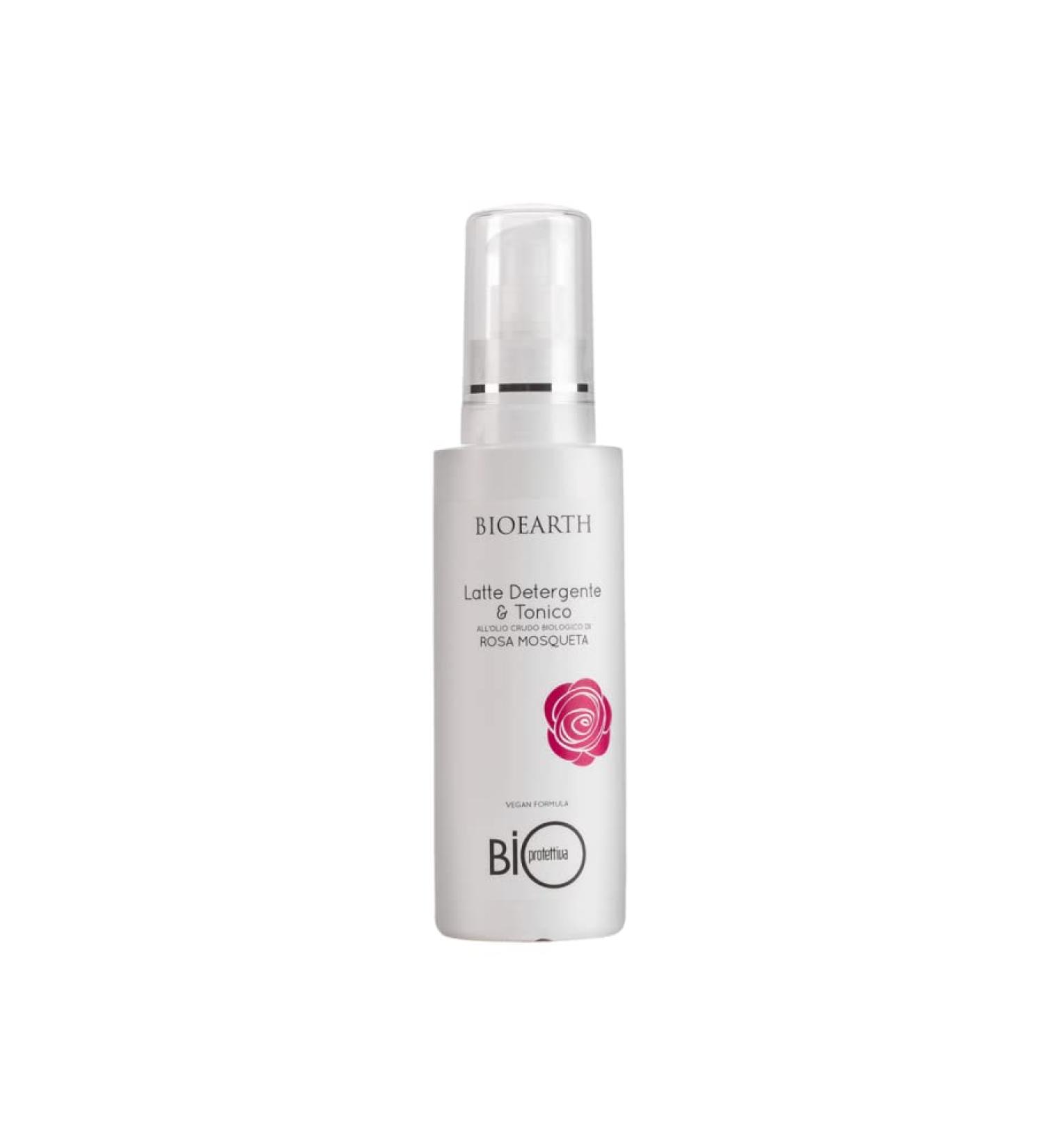 BIOEARTH Toning Cleansing Milk - With rosehip oil - Formula rich in plant ingredients - Ideal make-up remover - Certified organic and vegan - 200 ml