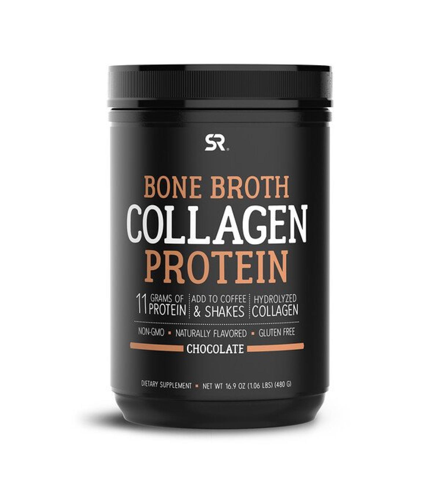 Sports Research Bone Broth Collagen Protein Chocolate 1.06 lb (480 g)