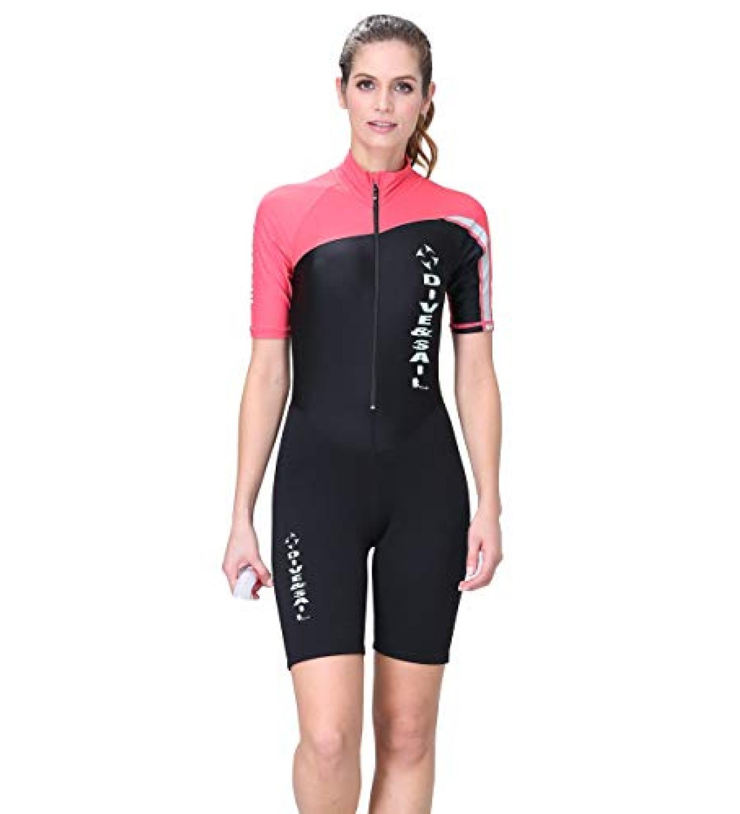Women's 1.5mm Neoprene Shorty Wetsuit One Piece Swimsuit UV Protection Rash Guard - Red, Small - Buy Online on GoSupps.com