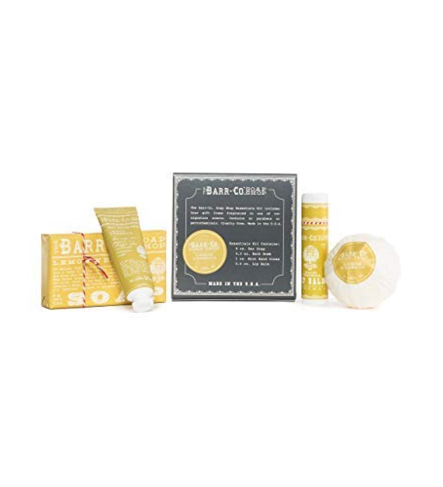 Barr Co Soap Shop Essentials Kit  Bath Bomb  Bar Soap  Lip Balm & Hand Cream (Lemon Verbena)