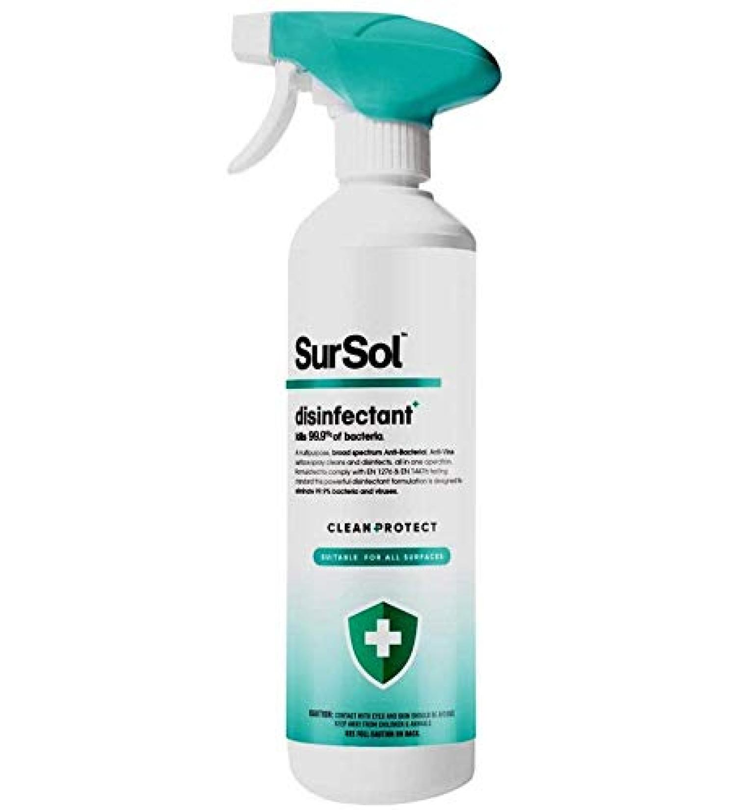 Sursol Instant Kitchen Bathroom Home Spray Bottel 500ml Outdoor/Indoor Use Kill 99.9% Germs