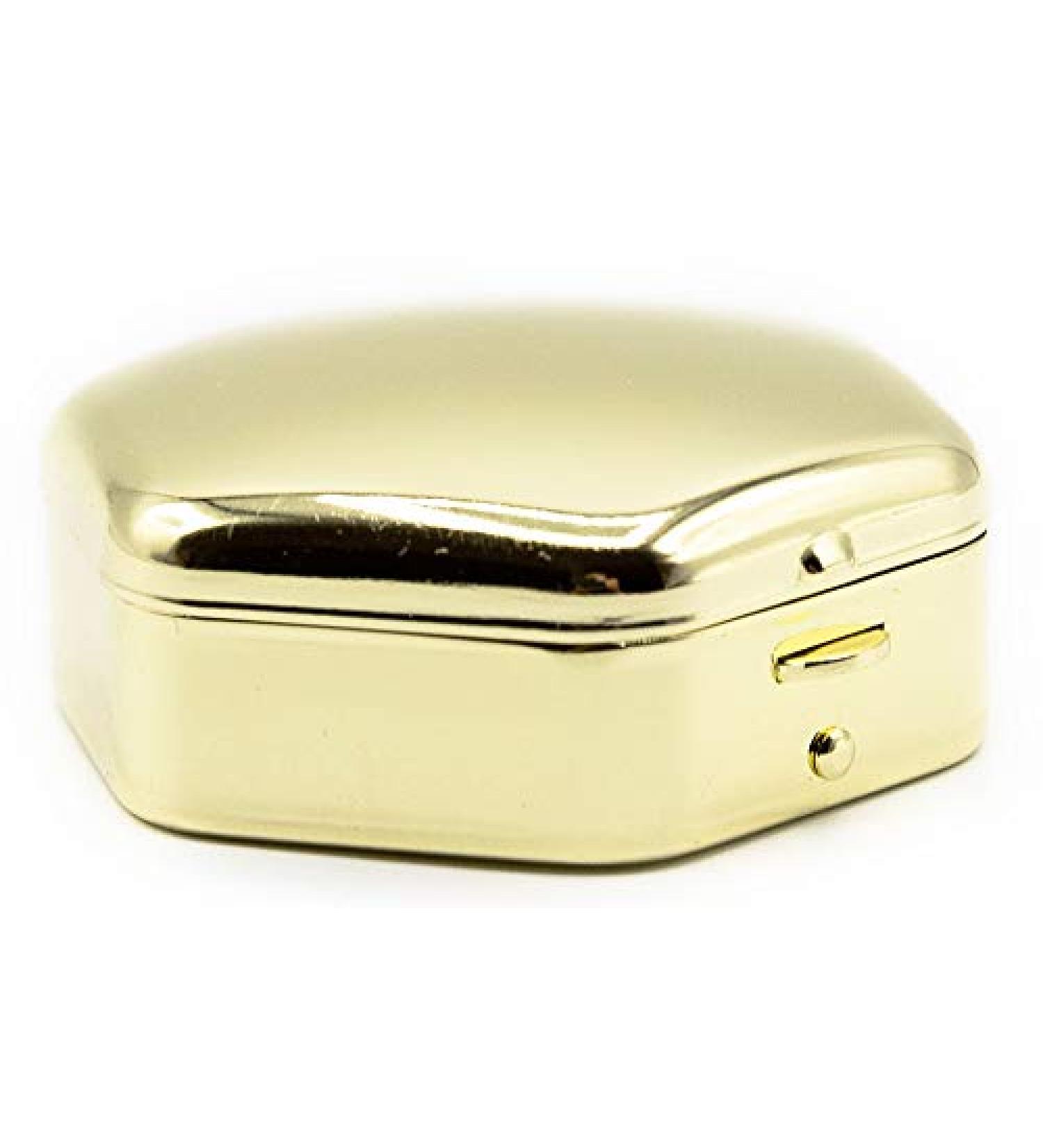Gold Octagon Pocket Purse - Portable Travel Pill Box & Medicine Organizer with 3 Compartments - Ideal for International Shipping - Buy Online on GoSupps.com