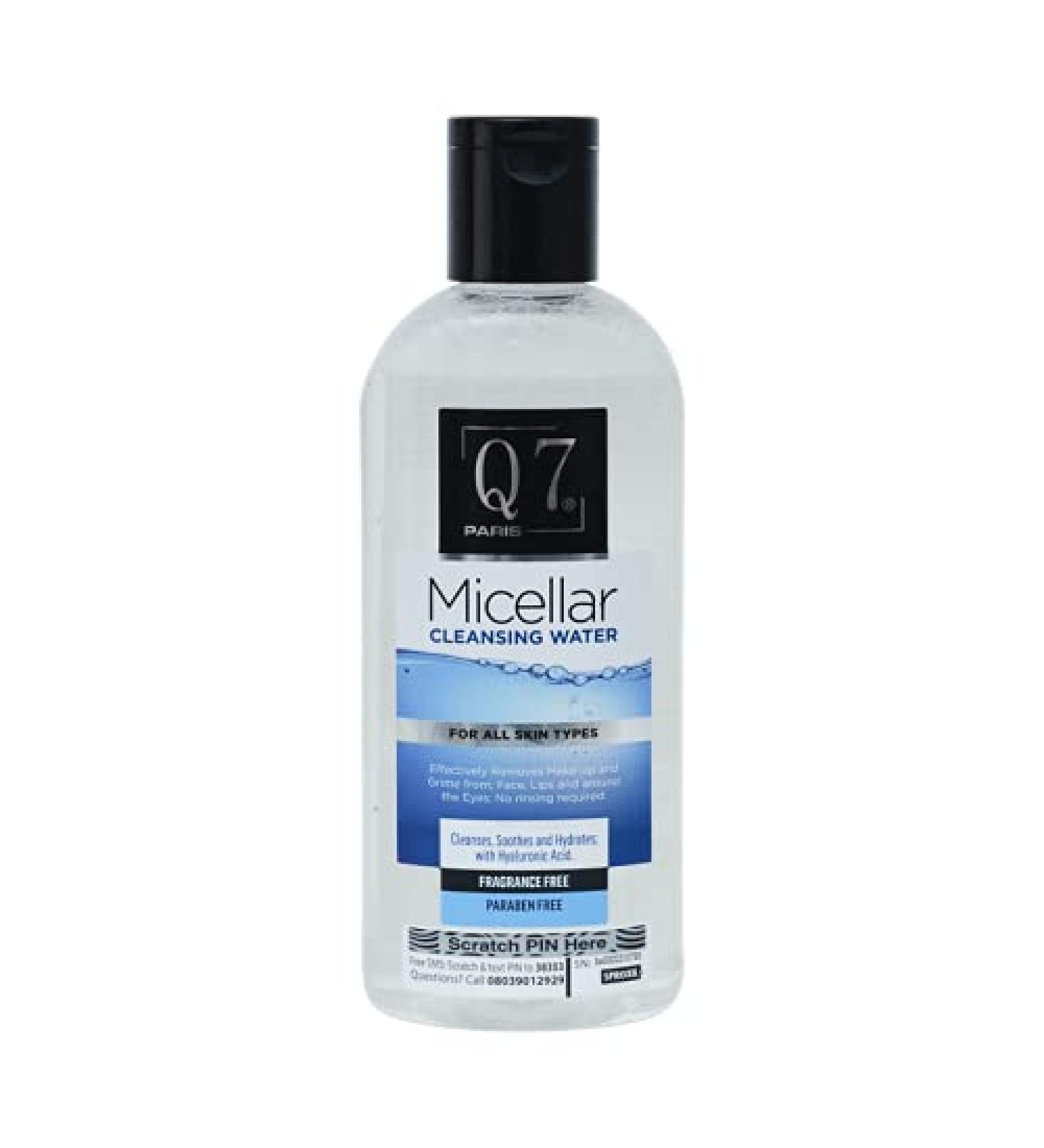 Q7Paris Micellar Cleansing Water Combination Oily and Sensitive Skin Mattifying Face and Eye Make-Up Remover and Cleanser 250ml - Buy Online on GoSupps.com