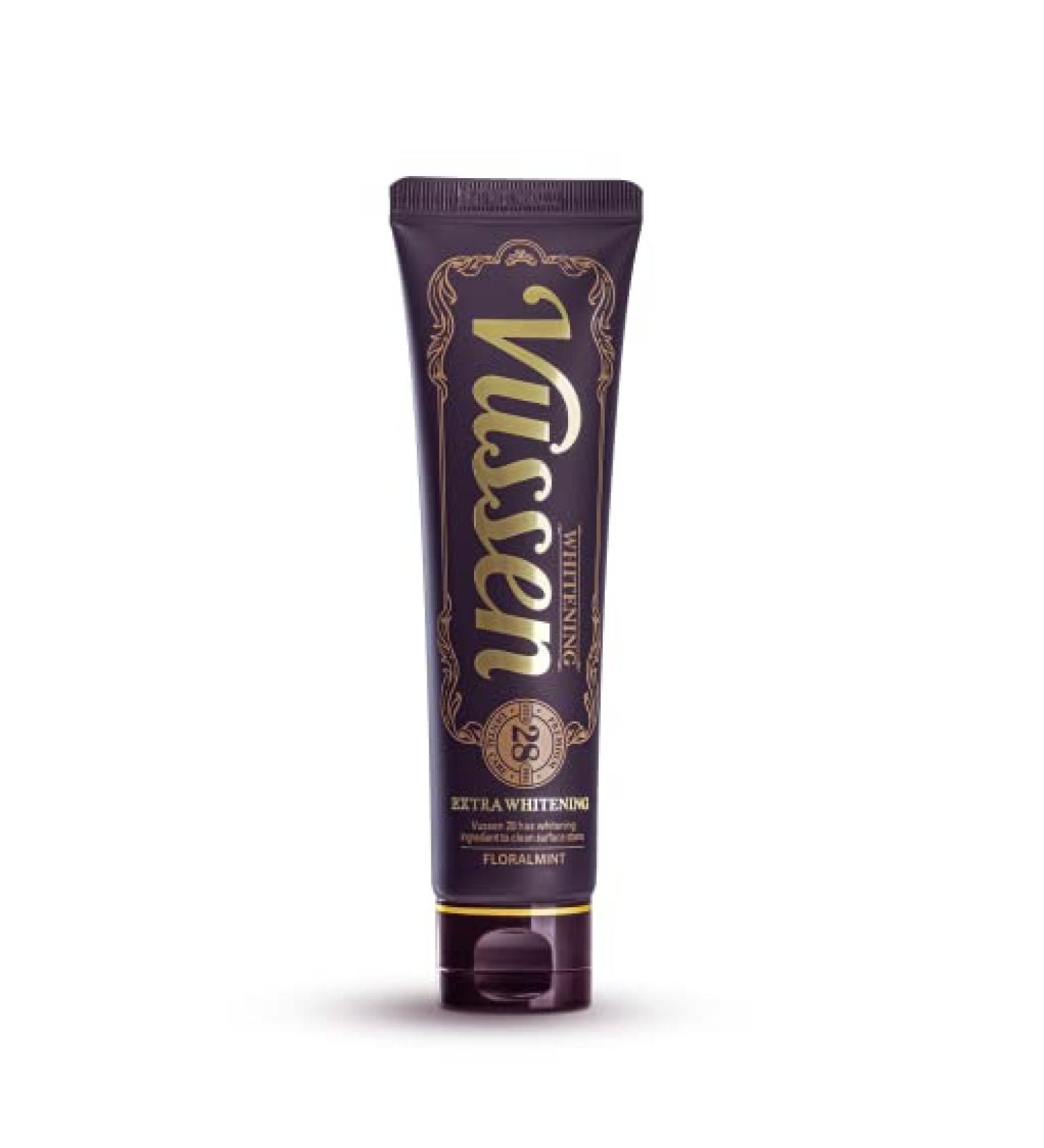 Vussen 28 Whitening Toothpaste 2.8oz - Extra Brightening Floral Mint Flavor - 80g - Buy Online on GoSupps.com