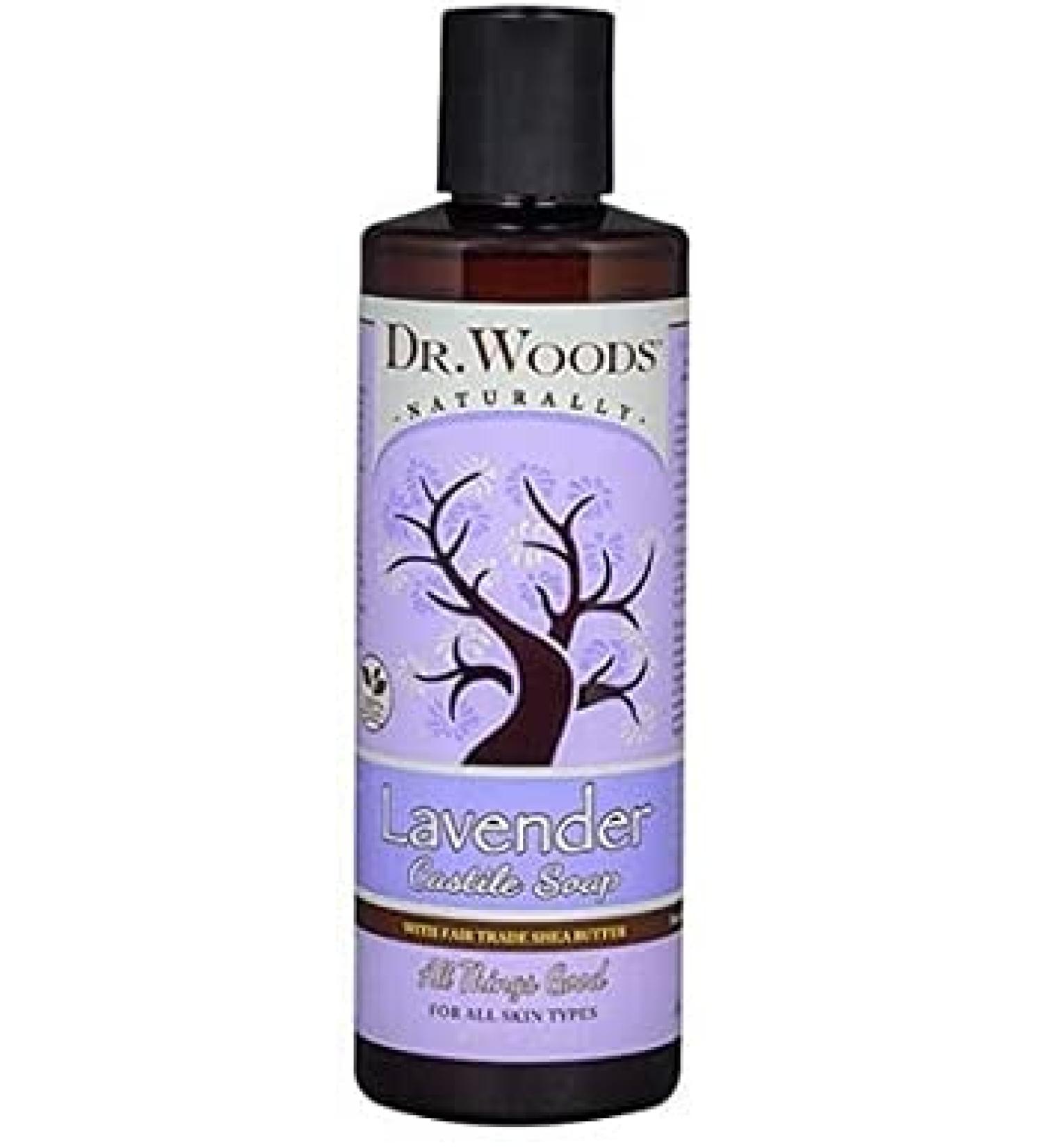 Dr. Woods Lavender Castile Soap with Fair Trade Shea Butter - 8 fl oz | Natural Cleanser - Buy Online on GoSupps.com